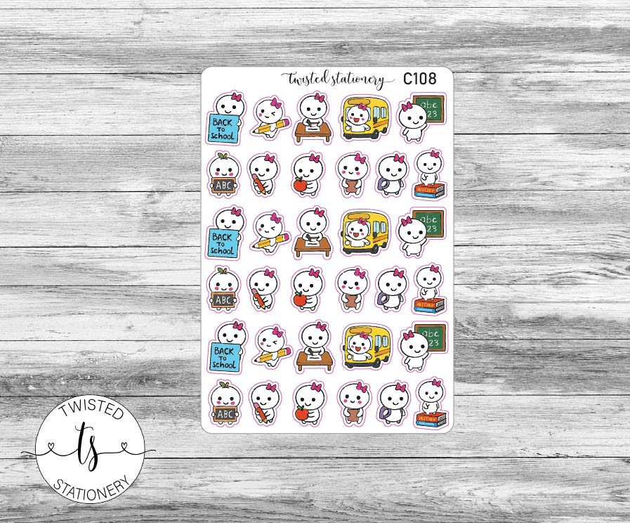 Mello Back to School Stickers, Character Kawaii Stickers, Planner Stickers, Scrapbooking, Bullet Journals