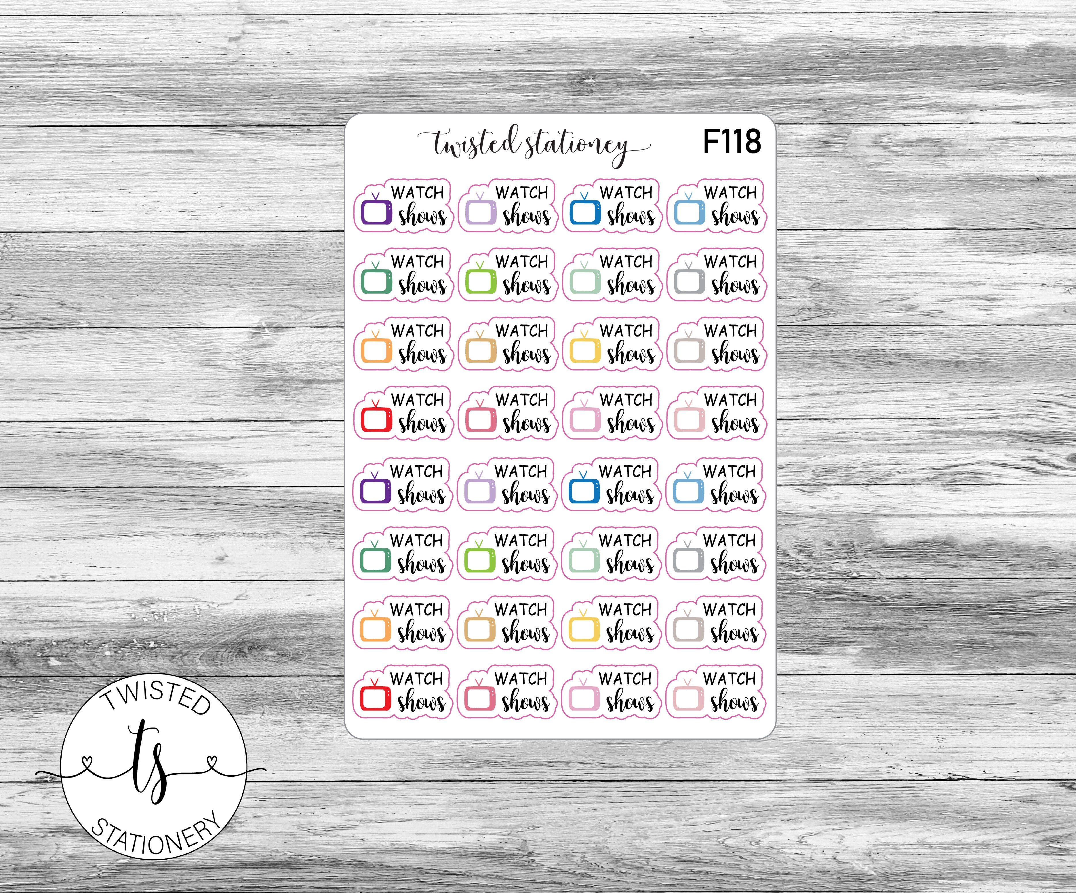 Watch Shows Icons Functional Stickers, Planner Stickers, Scrapbooking, Bullet Journals