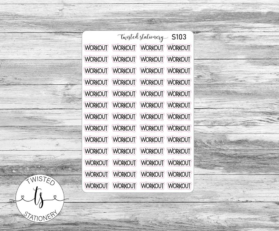 Workout Script Stickers, Planner Stickers, Scrapbooking, Bullet Journals