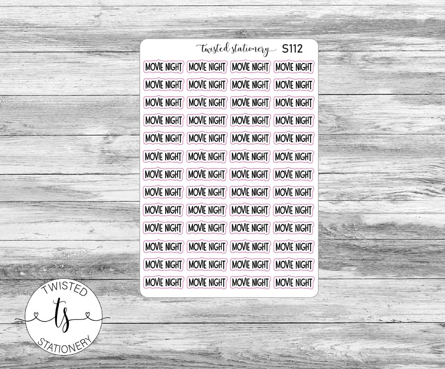 Movie Night Script Stickers, Planner Stickers, Scrapbooking, Bullet Journals