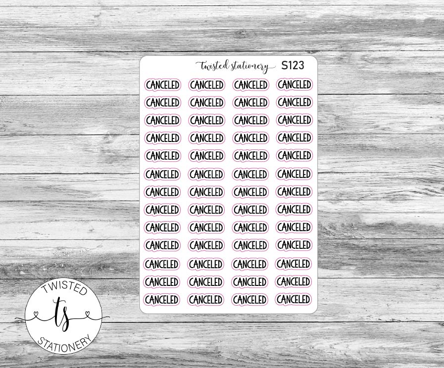 Canceled Script Stickers, Planner Stickers, Scrapbooking, Bullet Journals