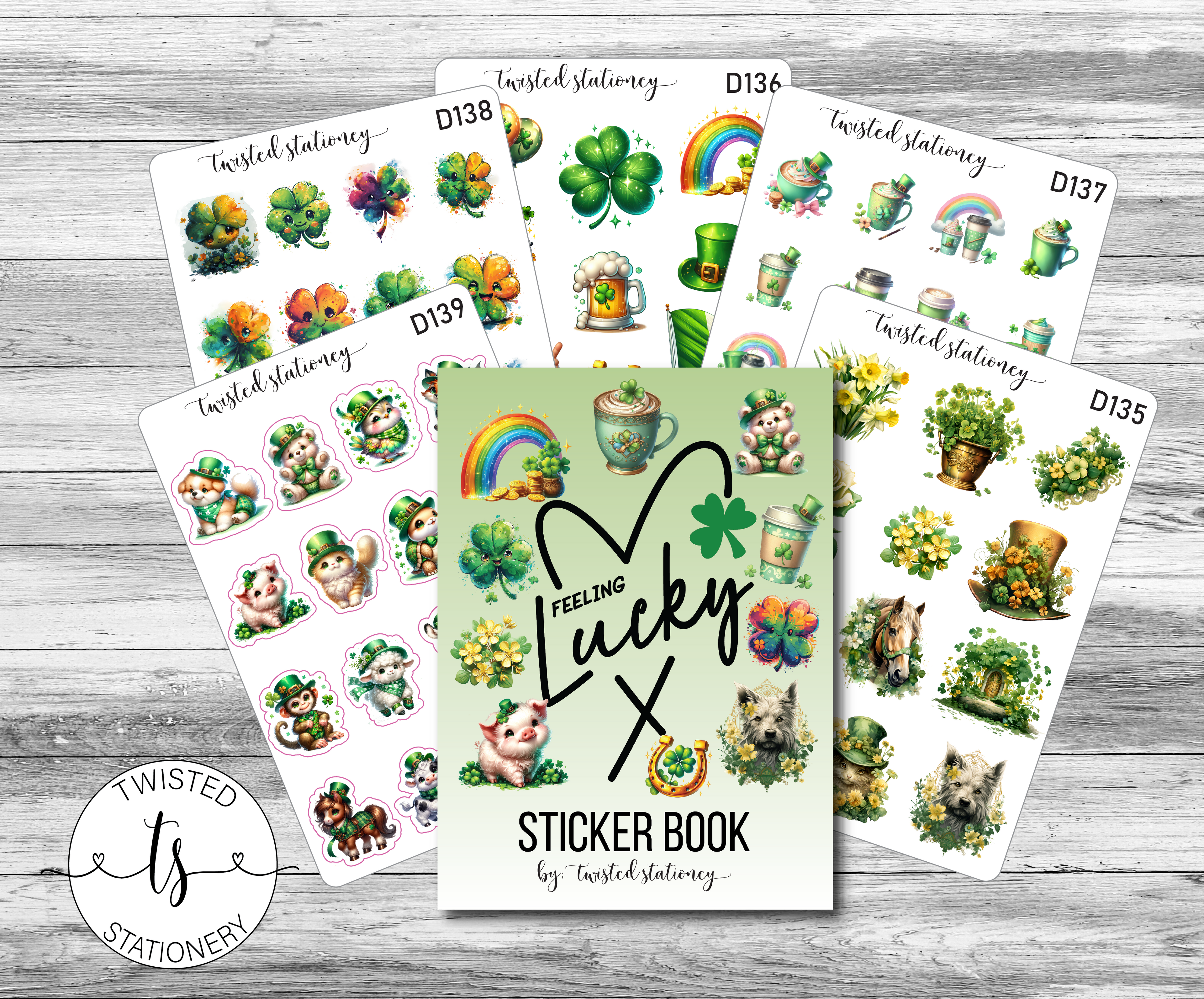 St Patrick's Day Sticker Book, Irish Clovers Lucky Deco, Planner Stickers, Scrapbooking, Bullet Journals