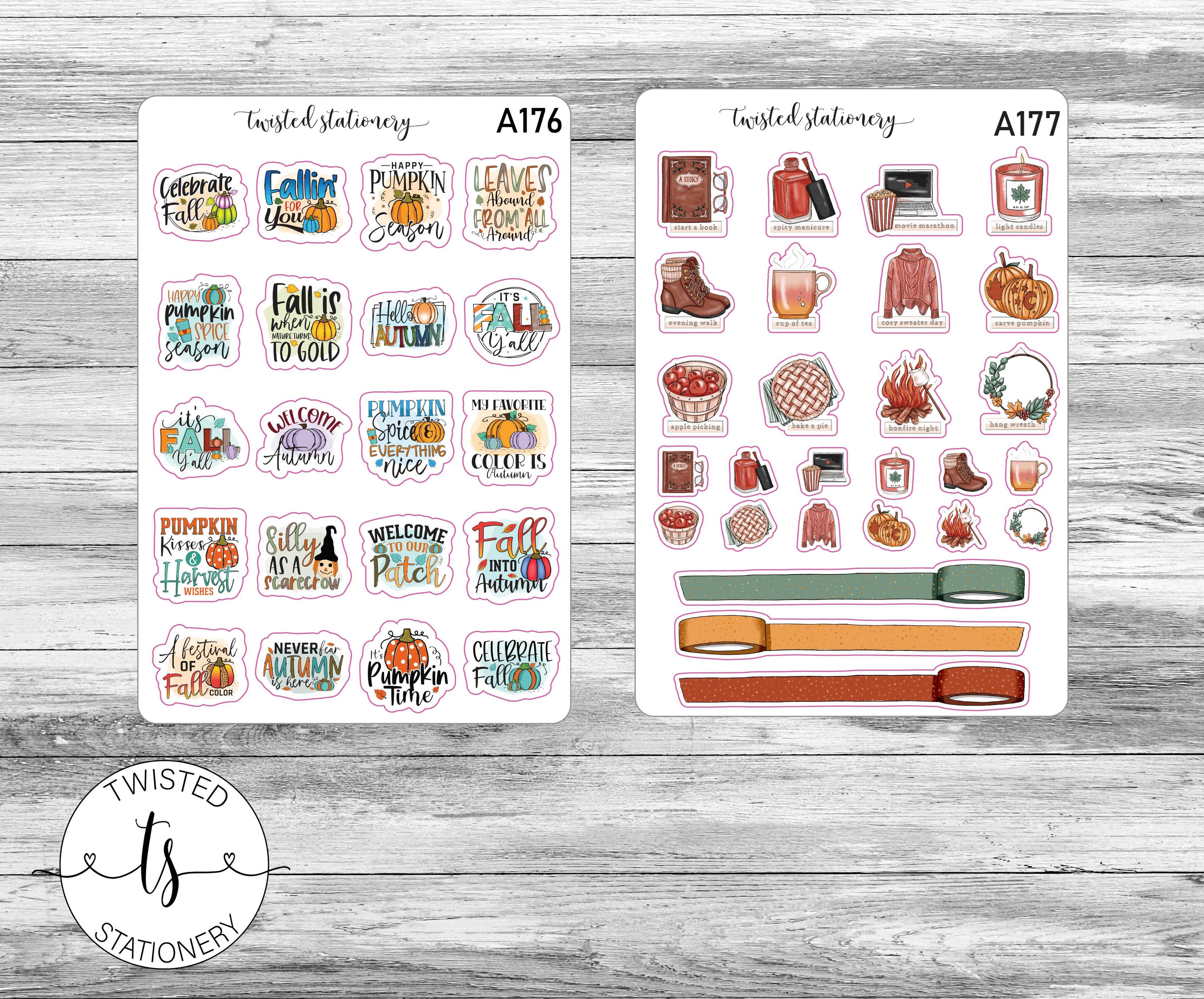 Fall Favorites Sticker Bundle, Autumn Leaves Deco, Quotes Planner Stickers, Scrapbooking, Bullet Journals