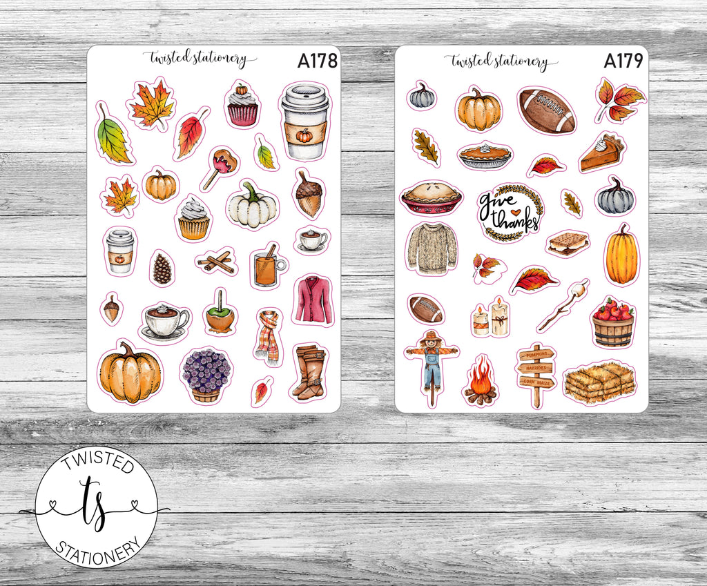 Fall Favorites Sticker Bundle, Autumn Leaves Deco, Quotes Planner Stickers, Scrapbooking, Bullet Journals