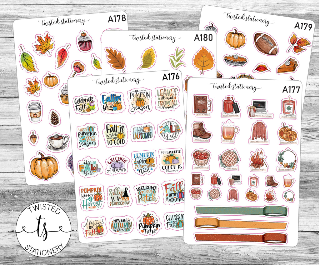 Fall Favorites Sticker Bundle, Autumn Leaves Deco, Quotes Planner Stickers, Scrapbooking, Bullet Journals