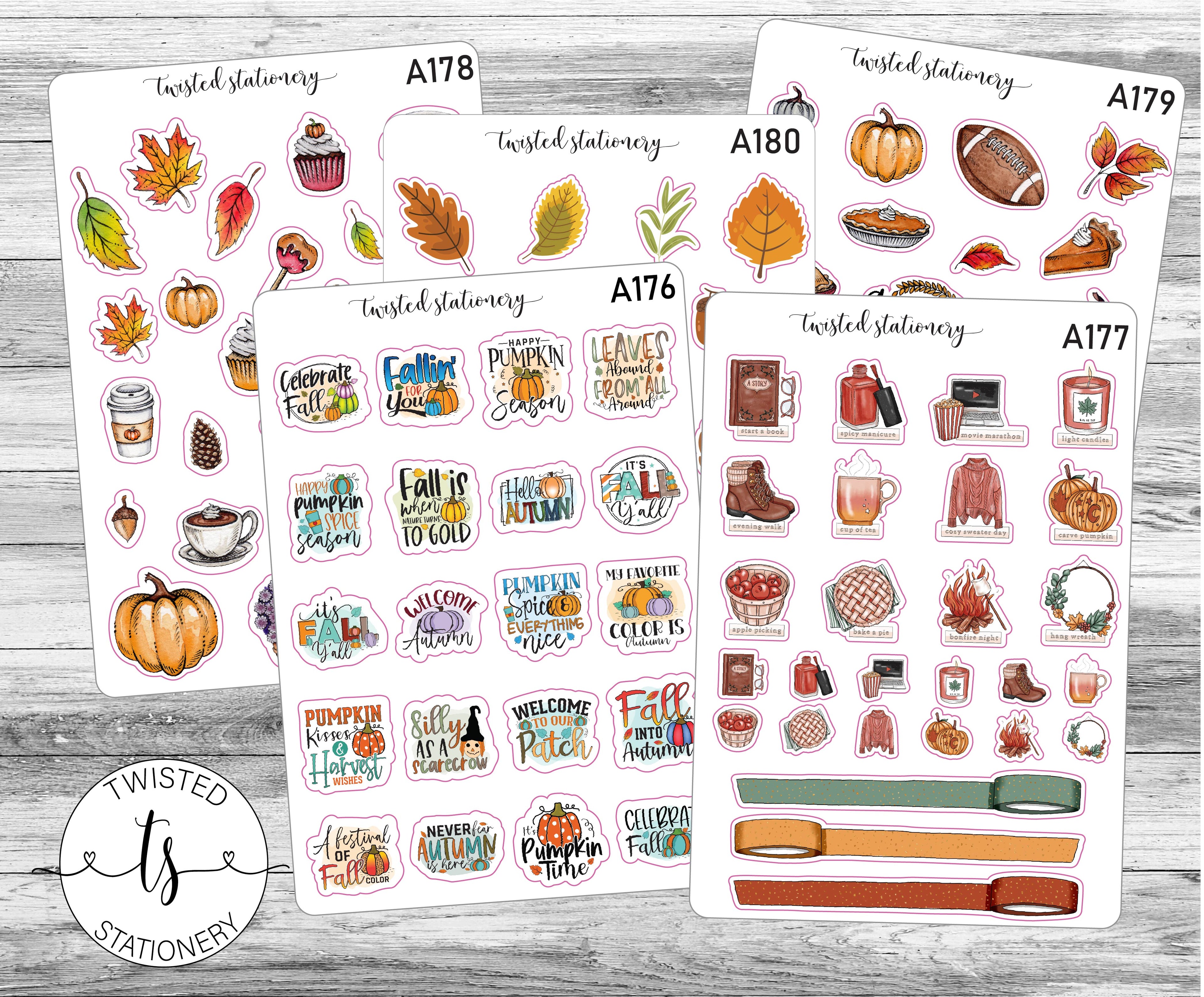 Fall Favorites Sticker Bundle, Autumn Leaves Deco, Quotes Planner Stickers, Scrapbooking, Bullet Journals