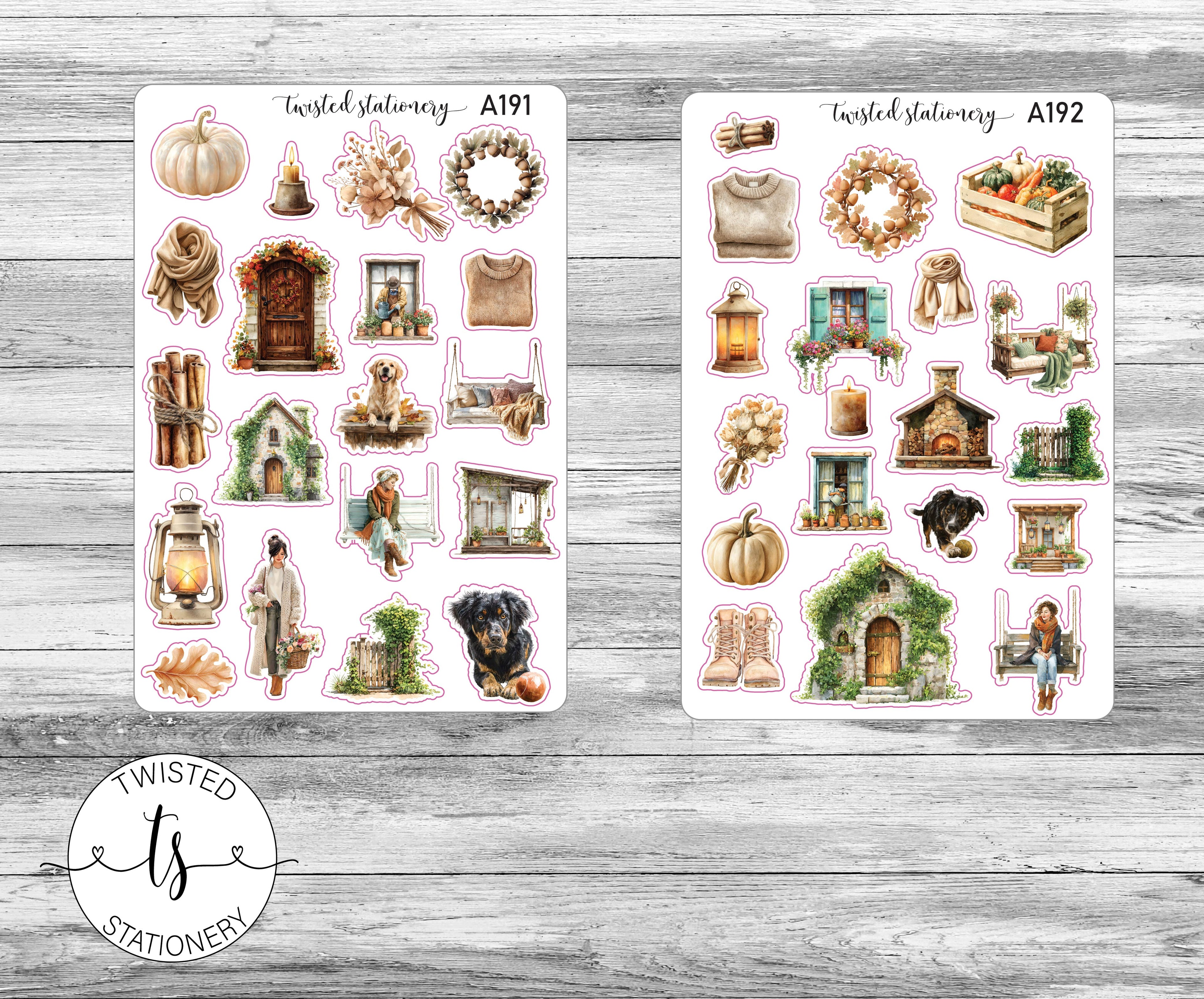 Falling for Beige Sticker Bundle, Autumn Flower Leaves Deco, Quotes Planner Stickers, Scrapbooking, Bullet Journals, Junk Journal
