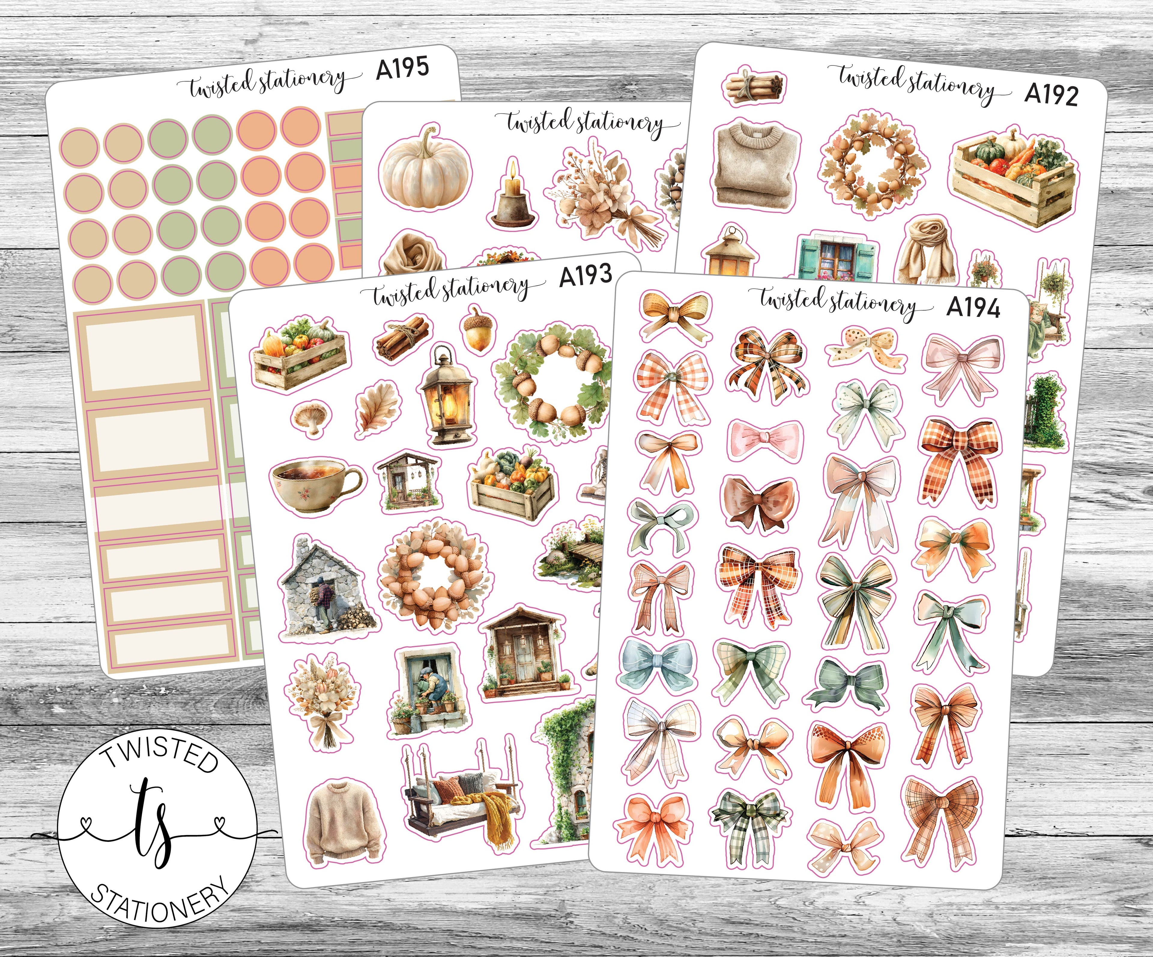 Falling for Beige Sticker Bundle, Autumn Flower Leaves Deco, Quotes Planner Stickers, Scrapbooking, Bullet Journals, Junk Journal
