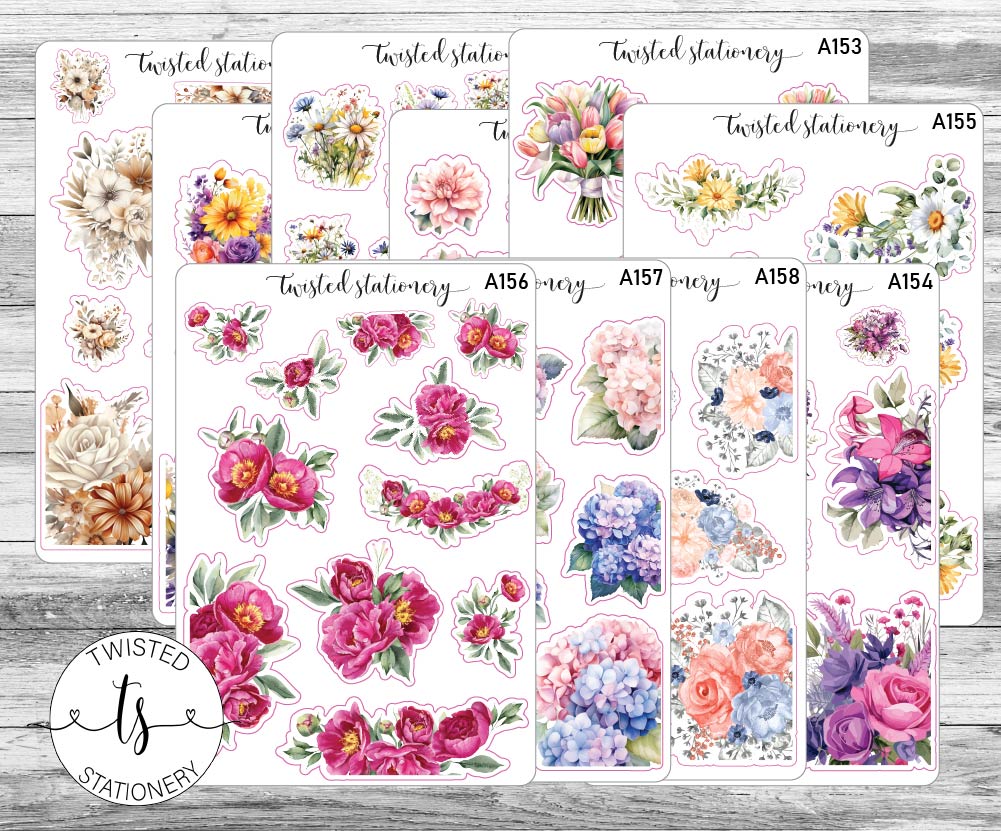 Spring Luxe Sticker Book, 10 pages Flowers Deco, Planner Stickers, Scrapbooking, Bullet Journals, Large Deco Stickers