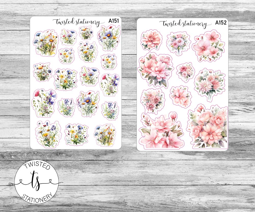Spring Luxe Sticker Book, 10 pages Flowers Deco, Planner Stickers, Scrapbooking, Bullet Journals, Large Deco Stickers