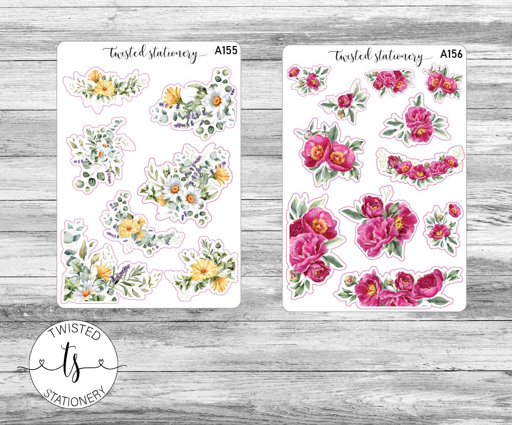 Spring Luxe Sticker Book, 10 pages Flowers Deco, Planner Stickers, Scrapbooking, Bullet Journals, Large Deco Stickers