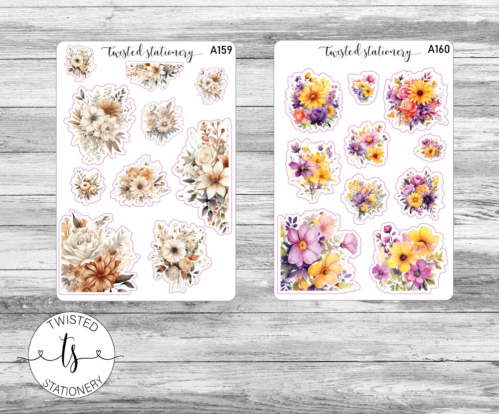 Spring Luxe Sticker Book, 10 pages Flowers Deco, Planner Stickers, Scrapbooking, Bullet Journals, Large Deco Stickers