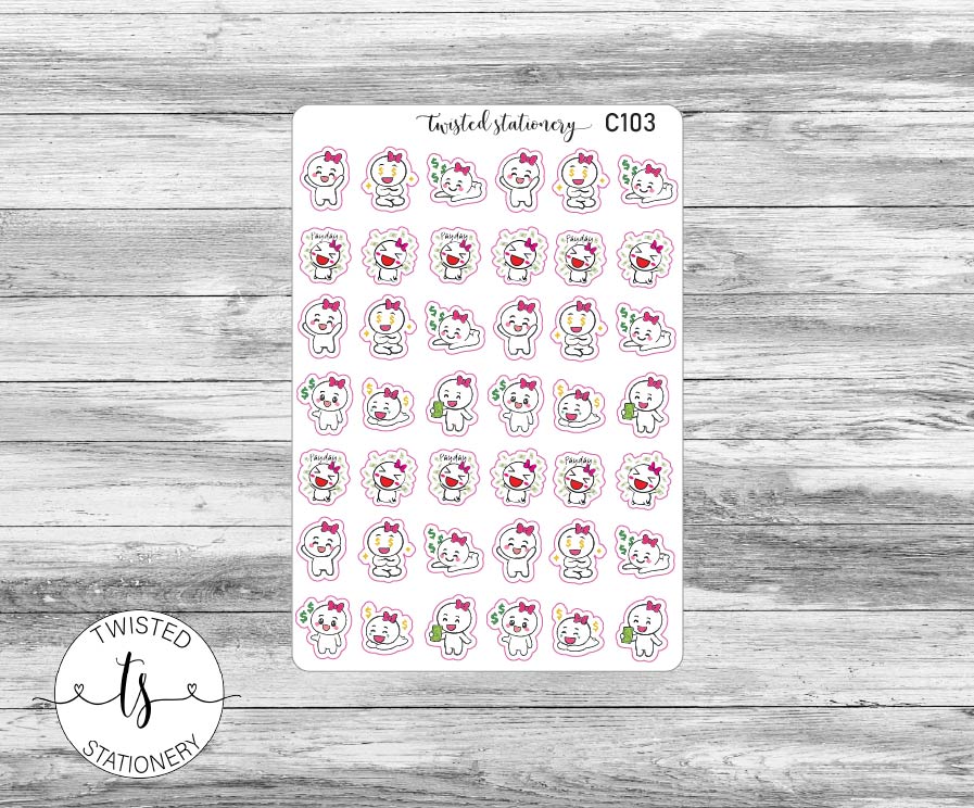 Mello Payday Happy Stickers, Character Kawaii Stickers, Planner Stickers, Scrapbooking, Bullet Journals