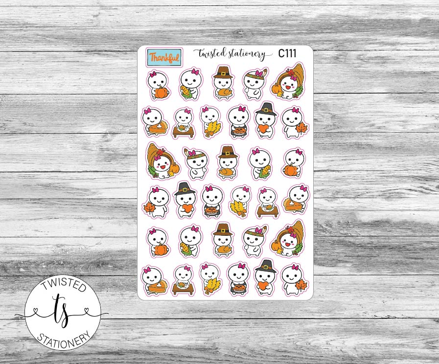Mello Thanksgiving Stickers, Character Kawaii Stickers, Planner Stickers, Scrapbooking, Bullet Journals