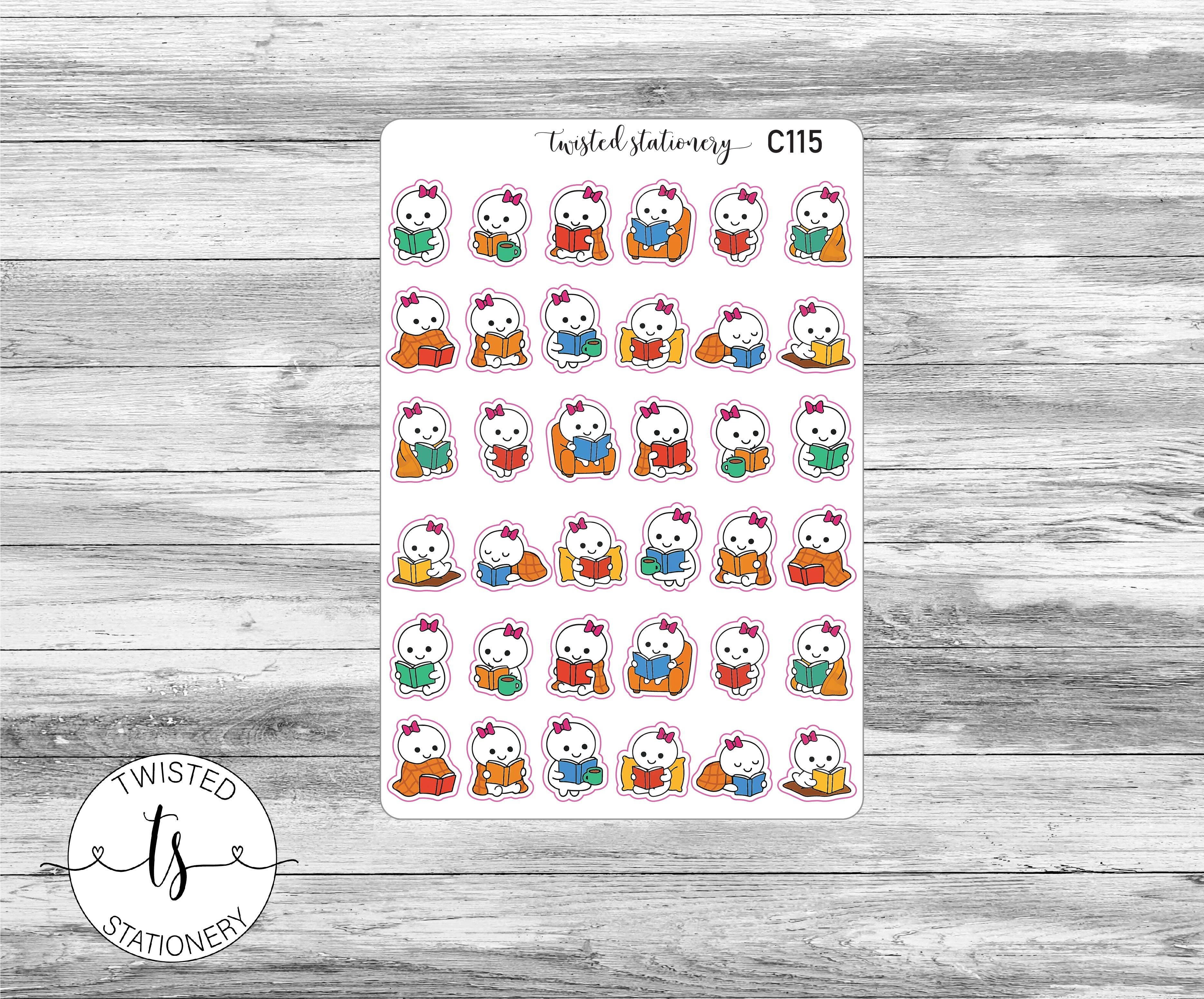 Mello Fall Reading Stickers, Character Kawaii Stickers, Planner Stickers, Scrapbooking, Bullet Journals
