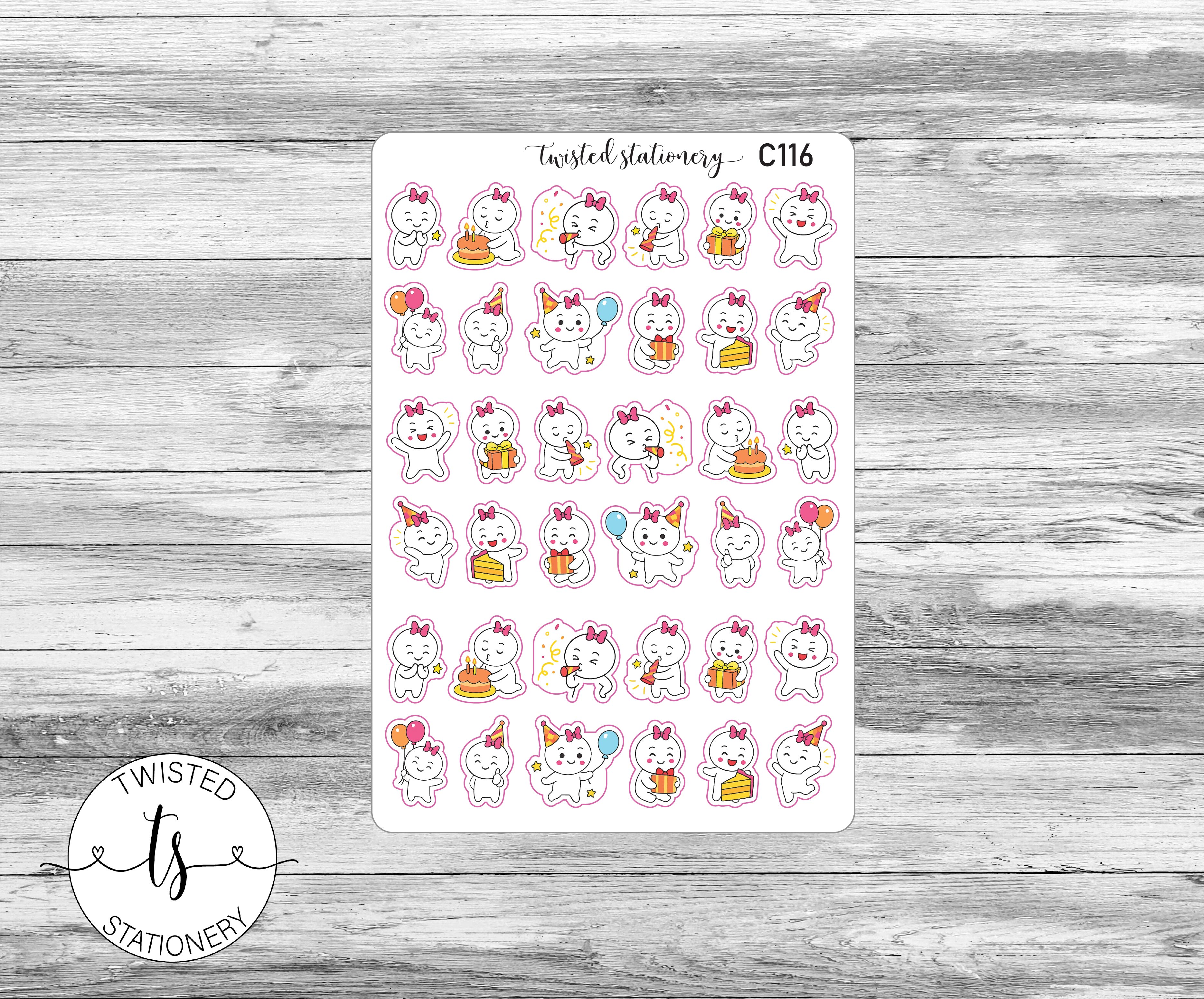 Mello Birthday Stickers, Character Kawaii Stickers, Planner Stickers, Scrapbooking, Bullet Journals