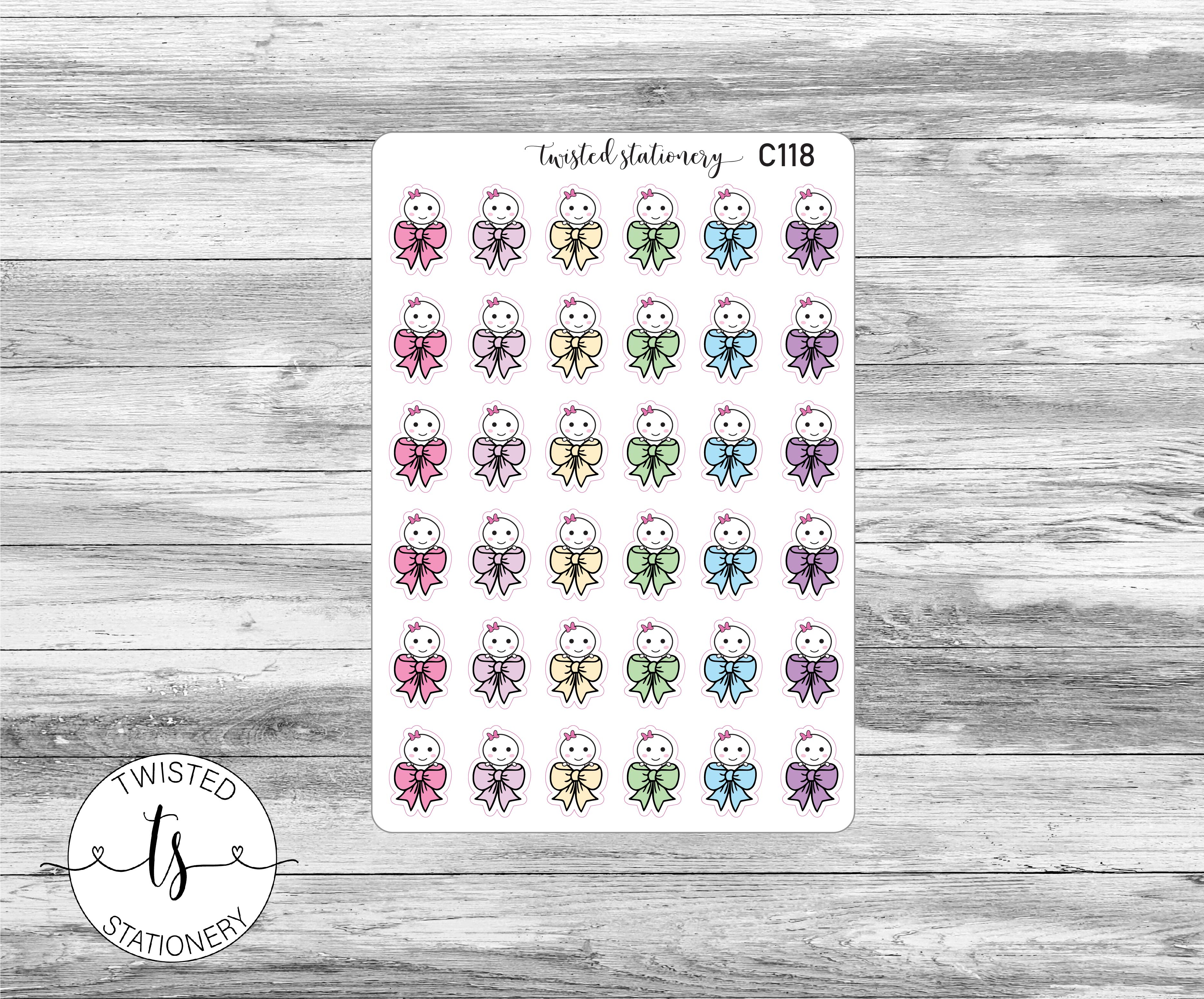 Mello Pastel Bows Stickers, Character Kawaii Stickers, Planner Stickers, Scrapbooking, Bullet Journals