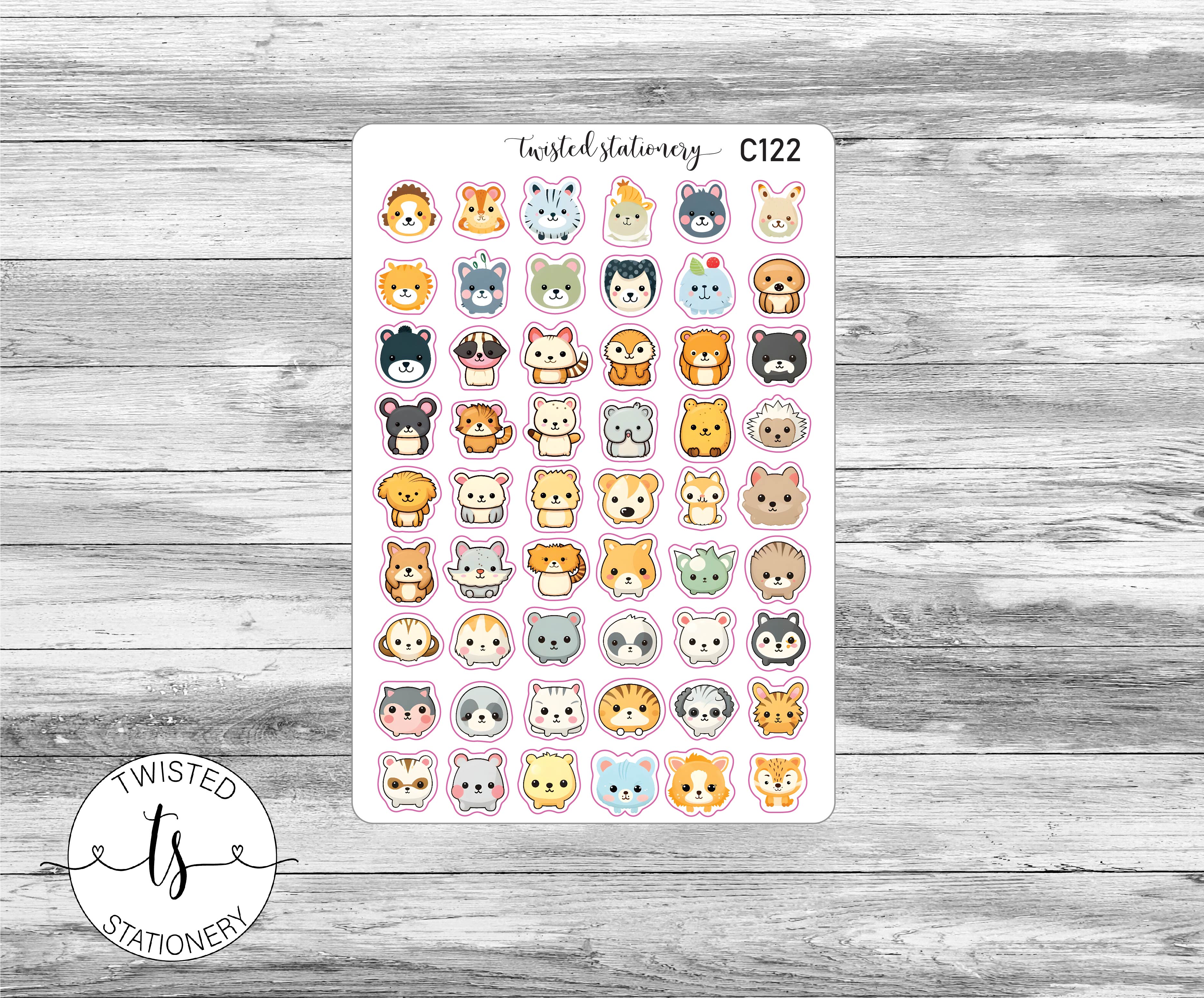 Kawaii Animal Face Stickers, Character Kawaii Stickers, Planner Stickers, Scrapbooking, Bullet Journals