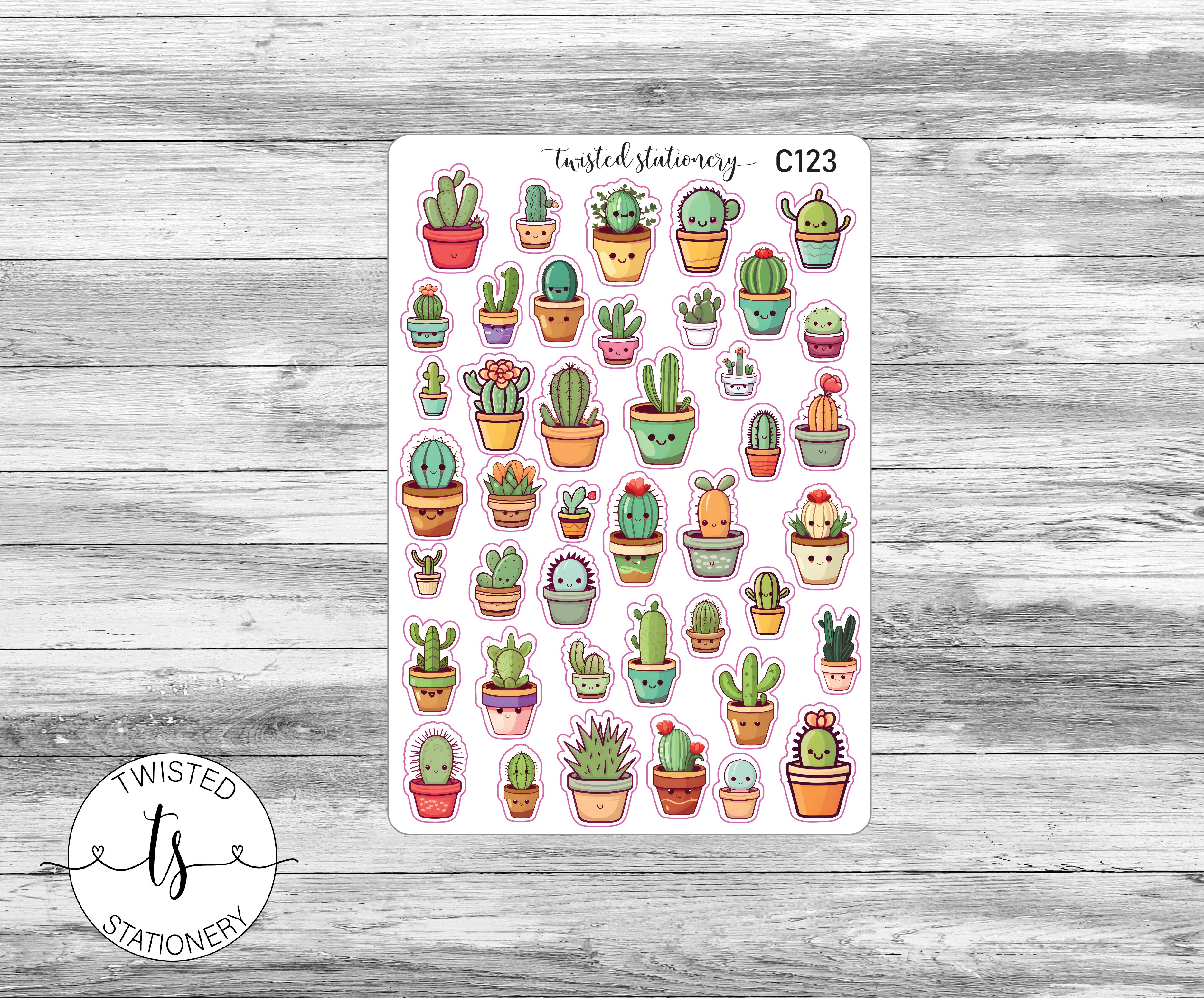 Kawaii Cactus Stickers, Character Kawaii Stickers, Planner Stickers, Scrapbooking, Bullet Journals