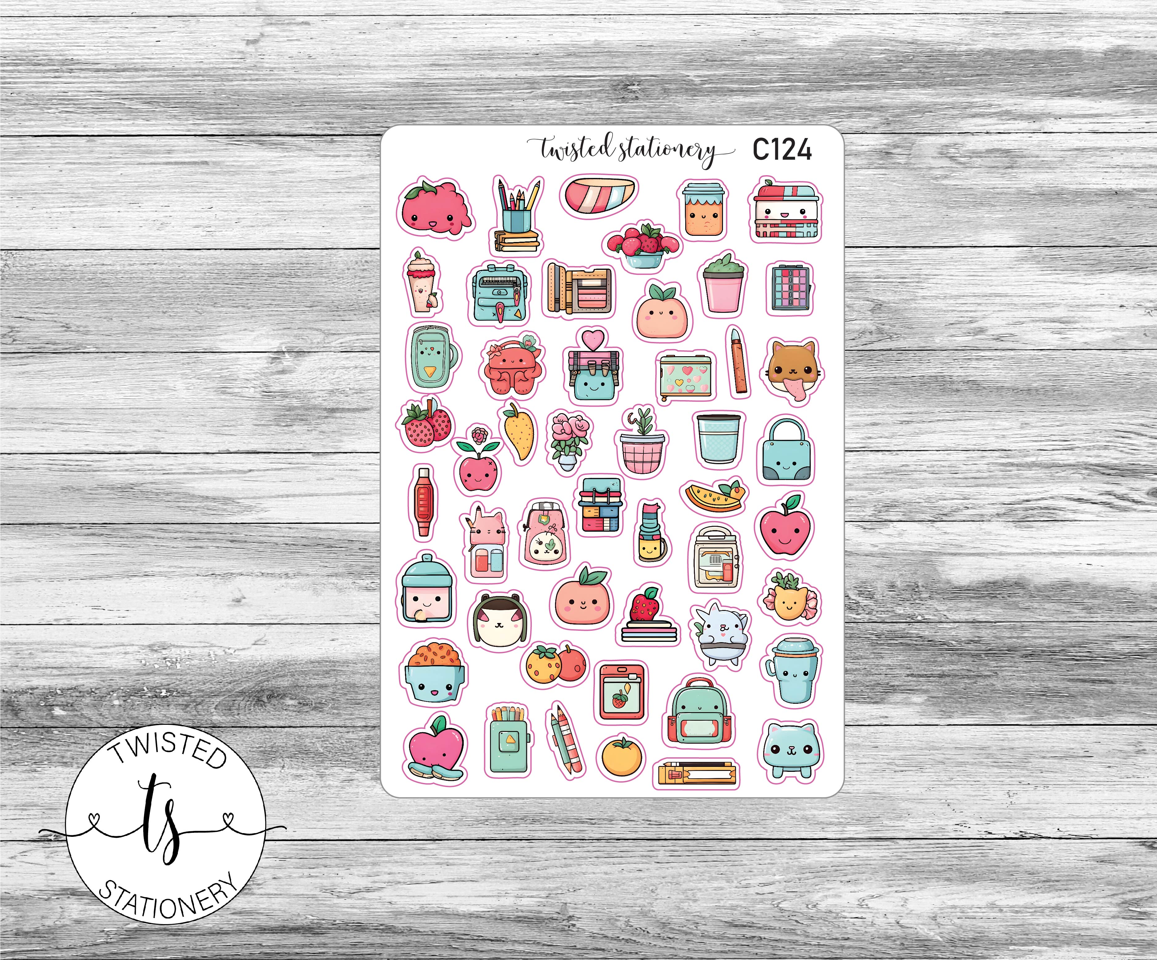 Kawaii School Supplies Stickers, Character Kawaii Stickers, Planner Stickers, Scrapbooking, Bullet Journals