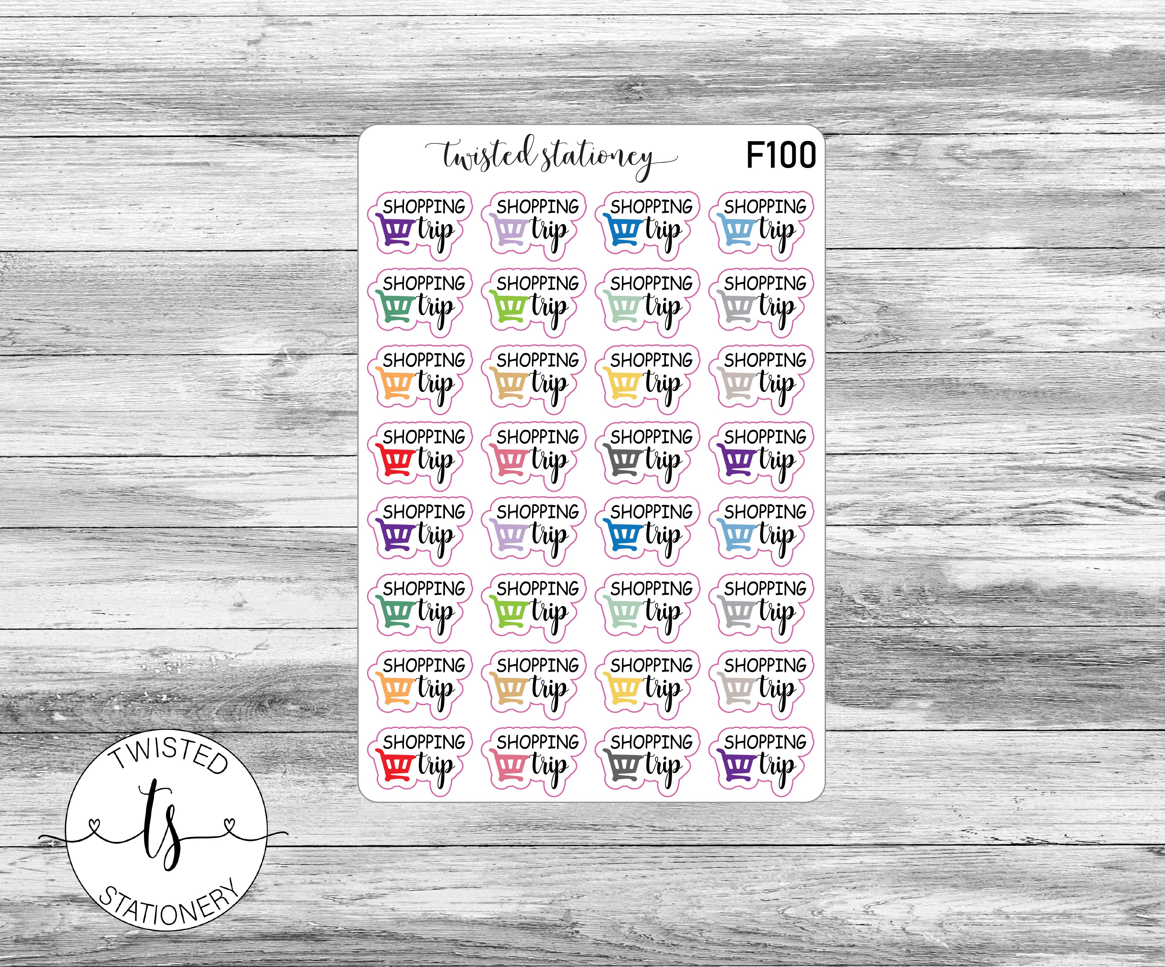 Shopping Time Script Icons Functional Stickers, Planner Stickers, Scrapbooking, Bullet Journals