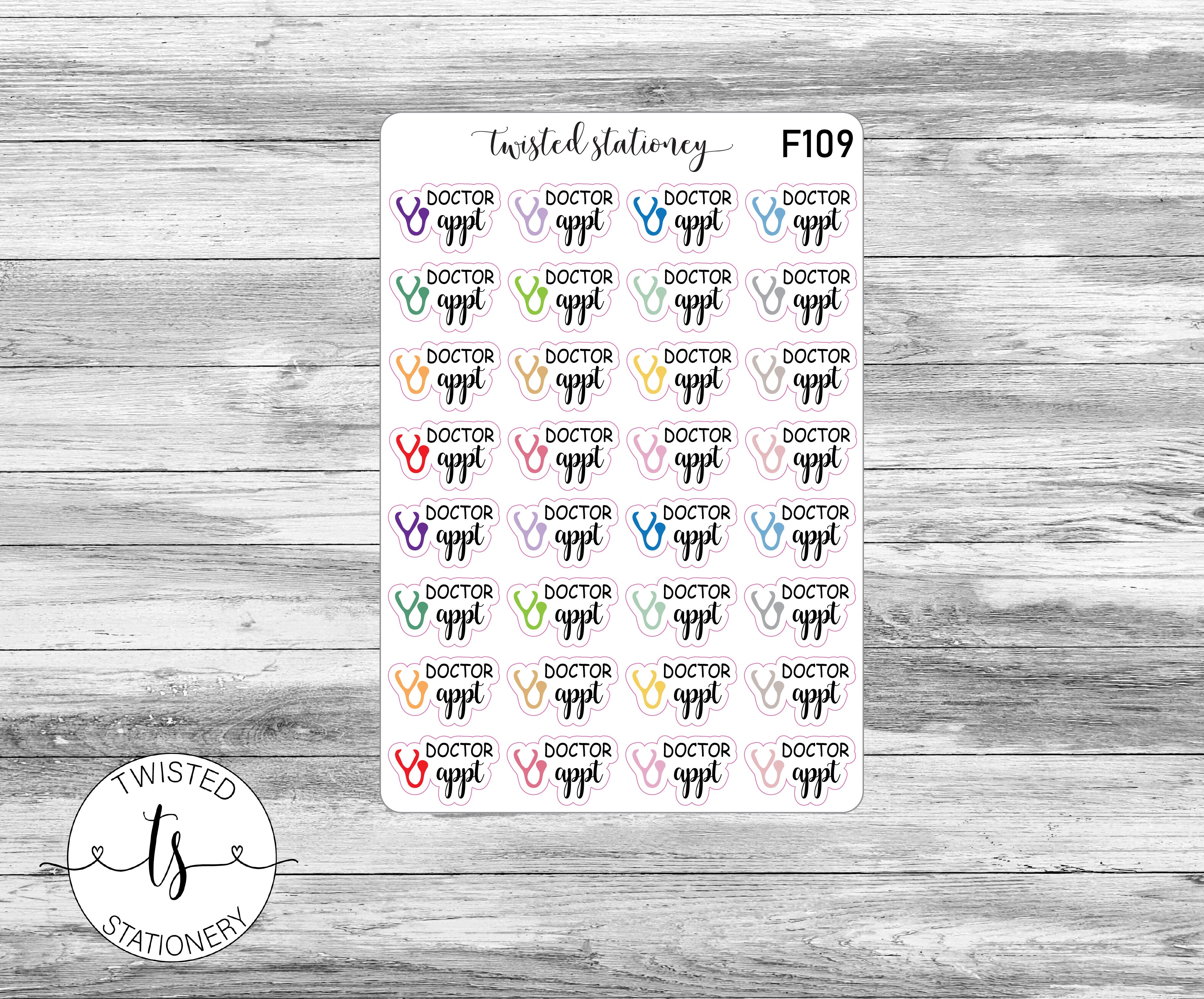 Doctor Appt Script Icons Functional Stickers, Planner Stickers, Scrapbooking, Bullet Journals