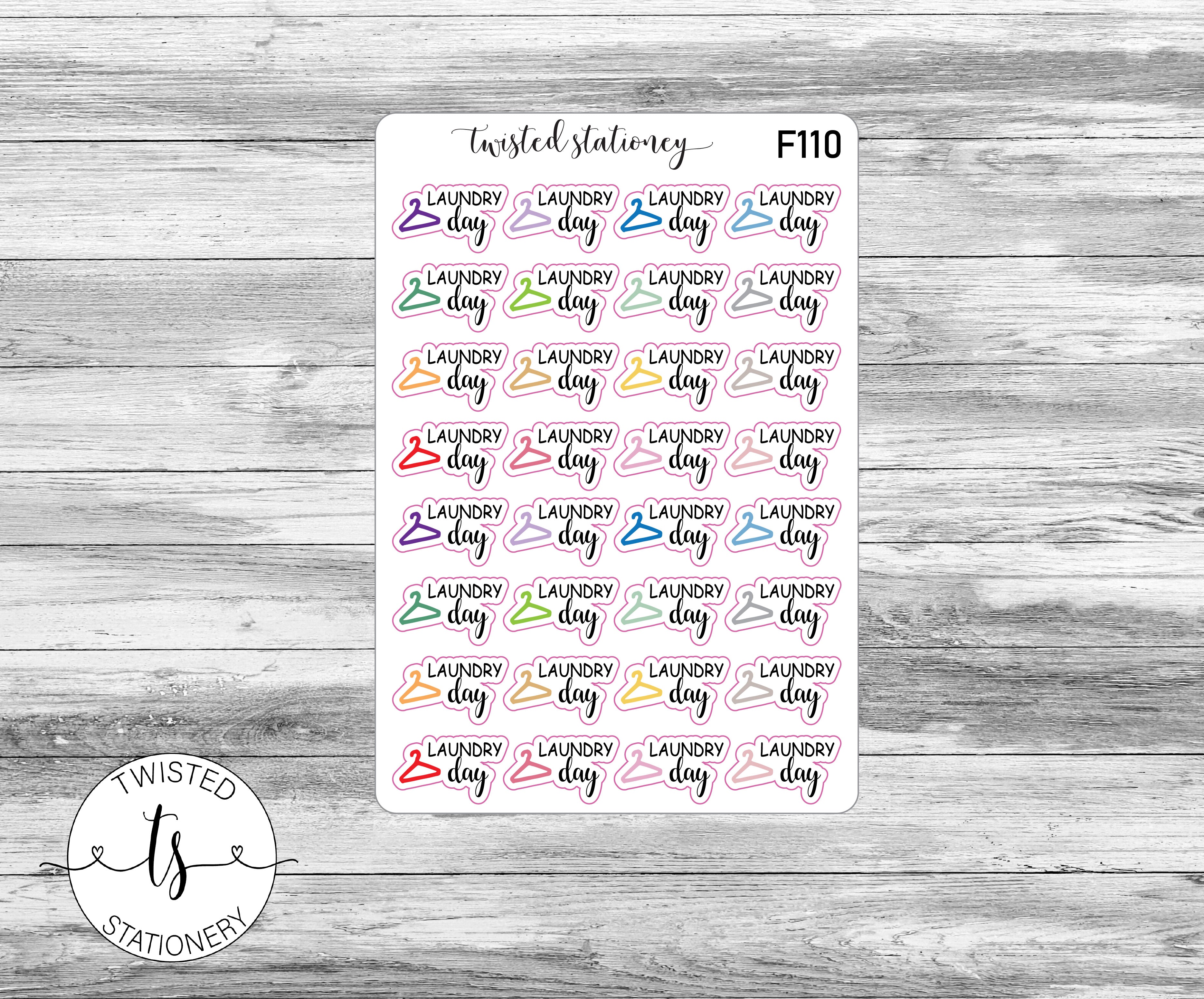 Laundry Script Icons Functional Stickers, Planner Stickers, Scrapbooking, Bullet Journals