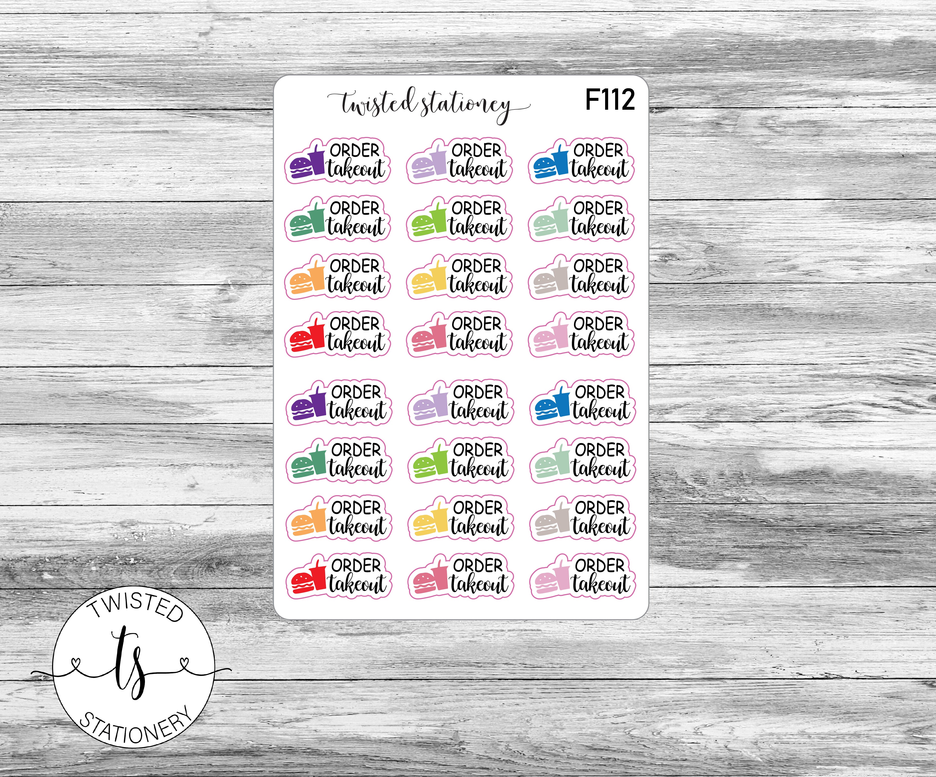 Order Takeout Icons Functional Stickers, Planner Stickers, Scrapbooking, Bullet Journals