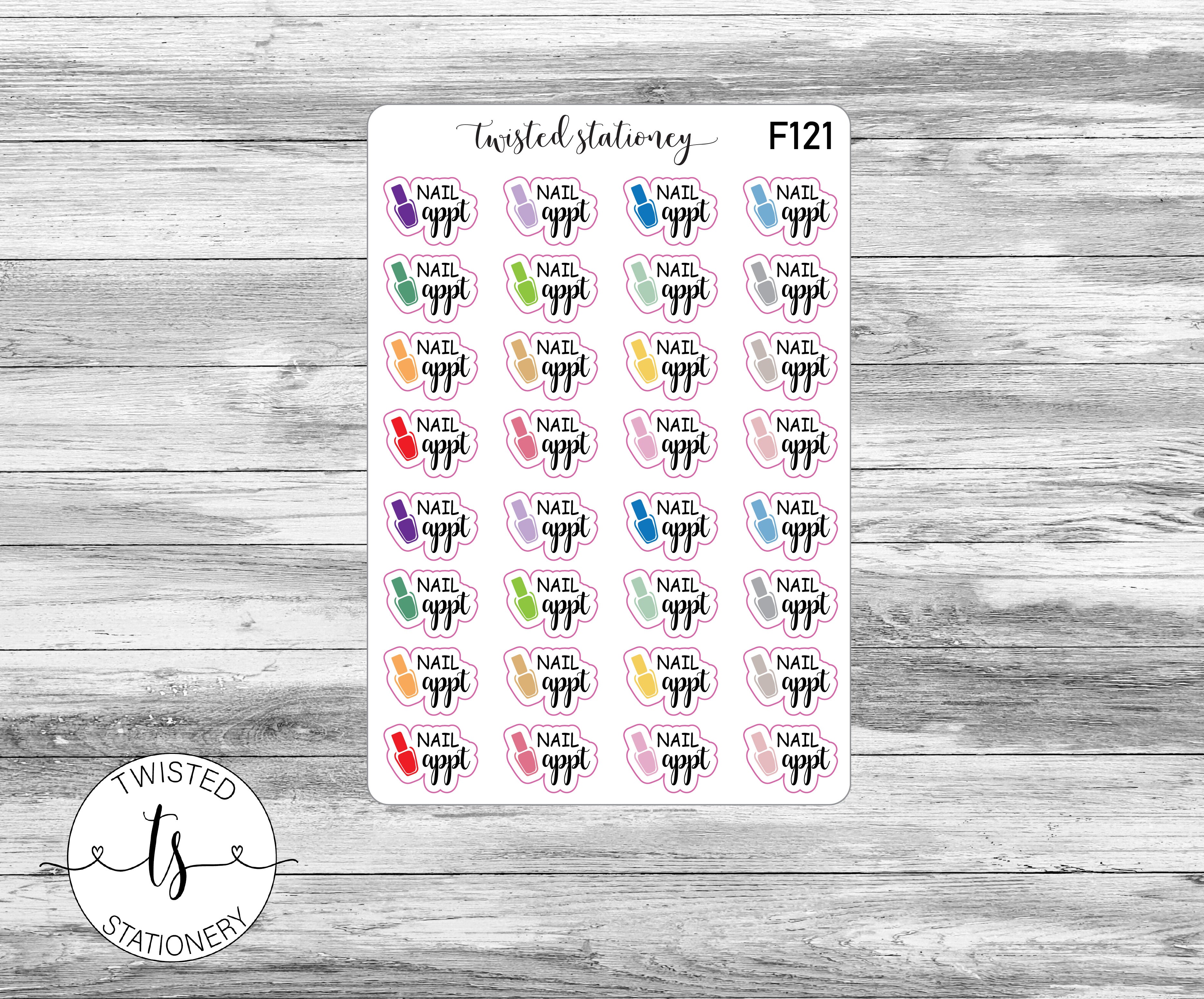 Nail Appt Icons Functional Stickers, Planner Stickers, Scrapbooking, Bullet Journals