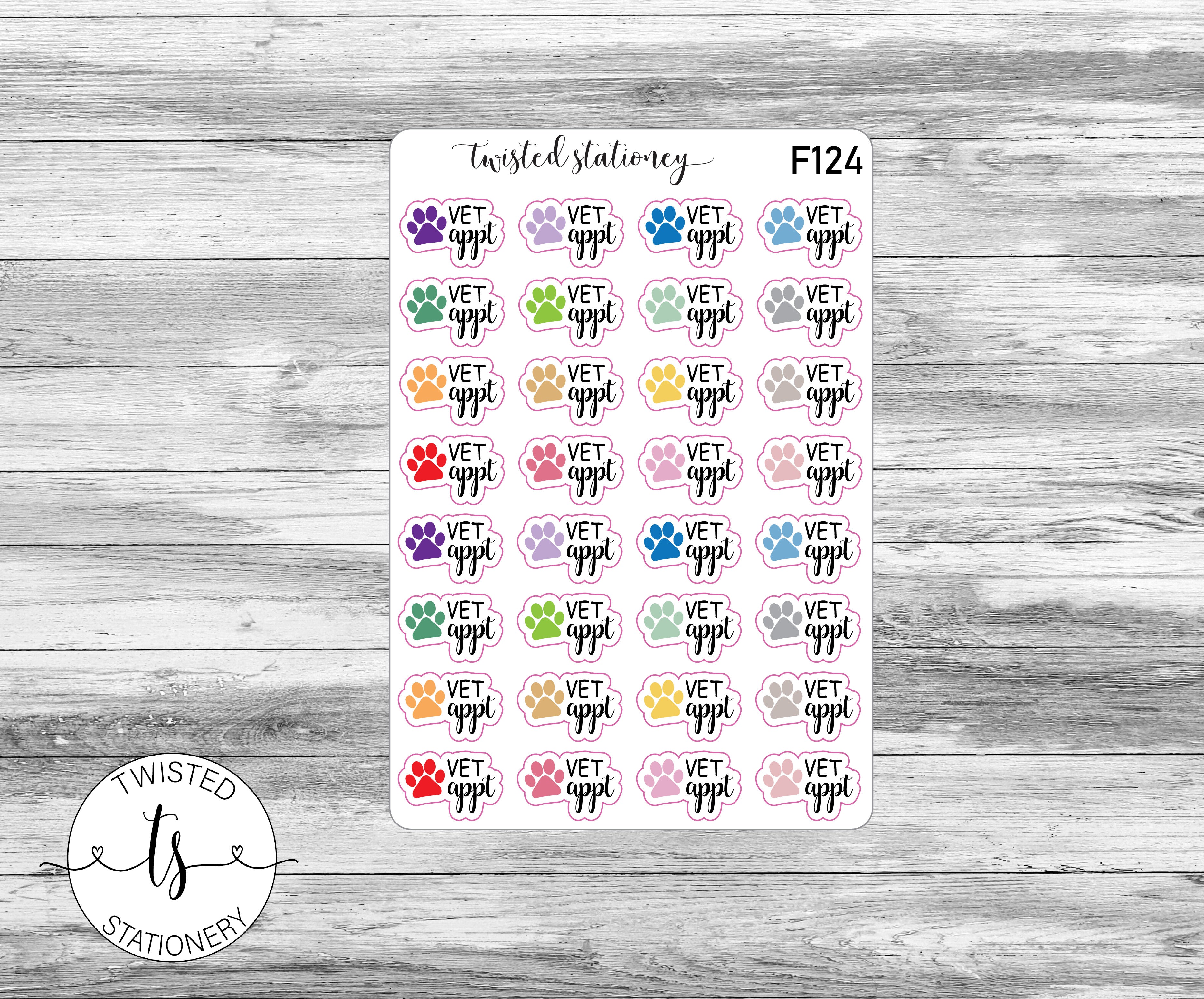 Vet Appt Icons Functional Stickers, Planner Stickers, Scrapbooking, Bullet Journals