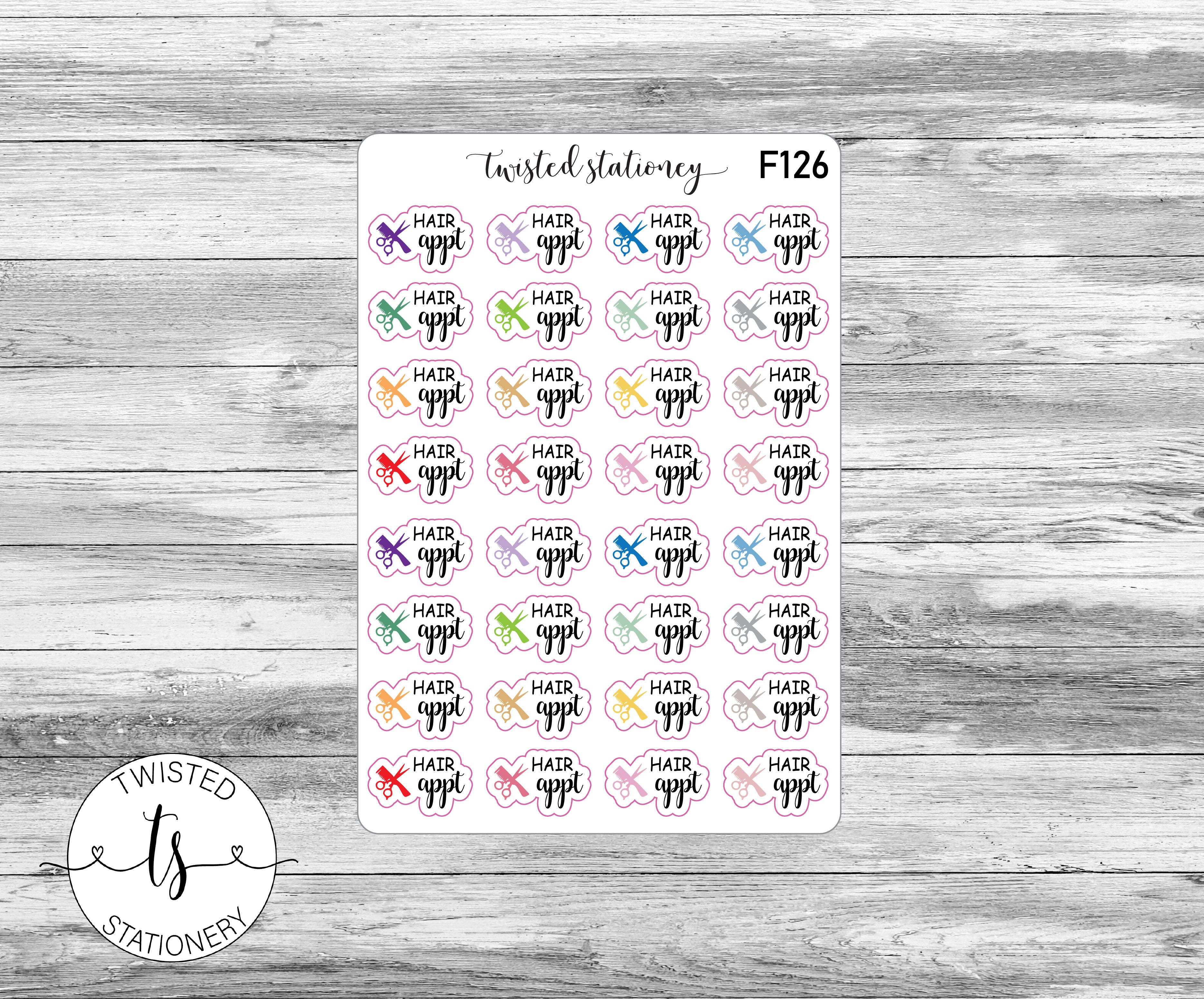 Hair Appt Icons Functional Stickers, Planner Stickers, Scrapbooking, Bullet Journals