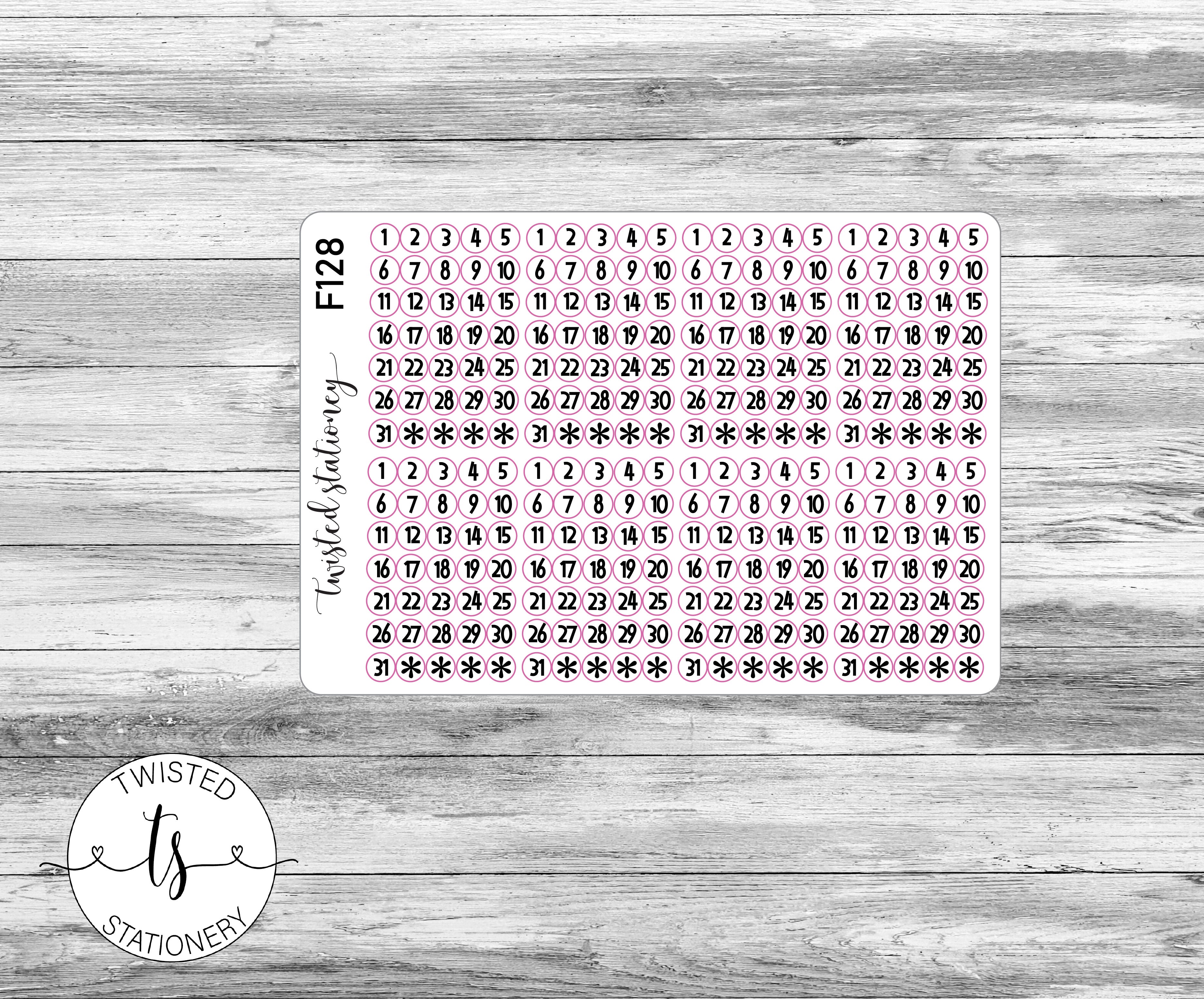 Date Dots Script Icons Functional Stickers, Planner Stickers, Scrapbooking, Bullet Journals