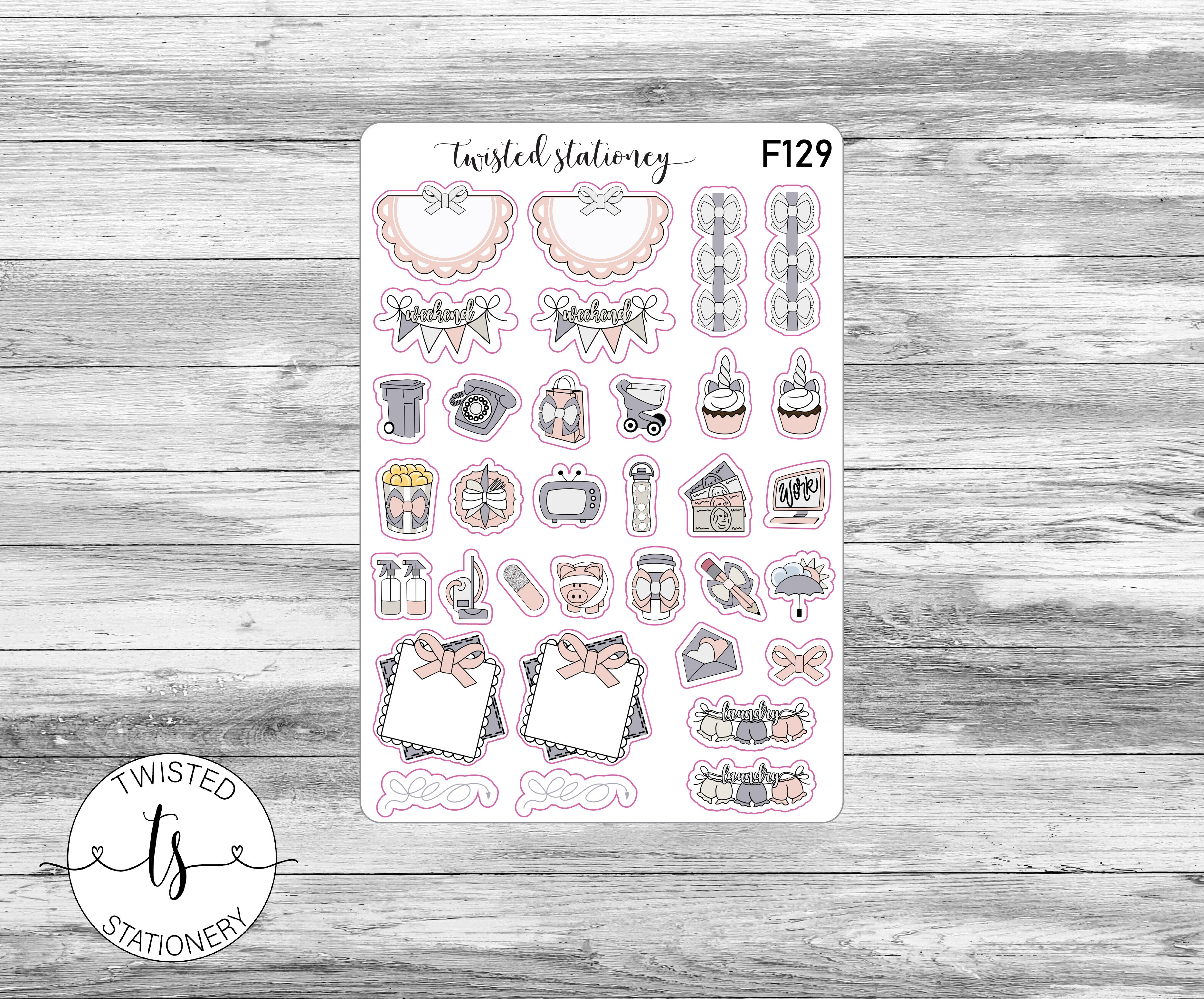 Neutral Gray Icons Functional Stickers, Planner Stickers, Scrapbooking, Bullet Journals