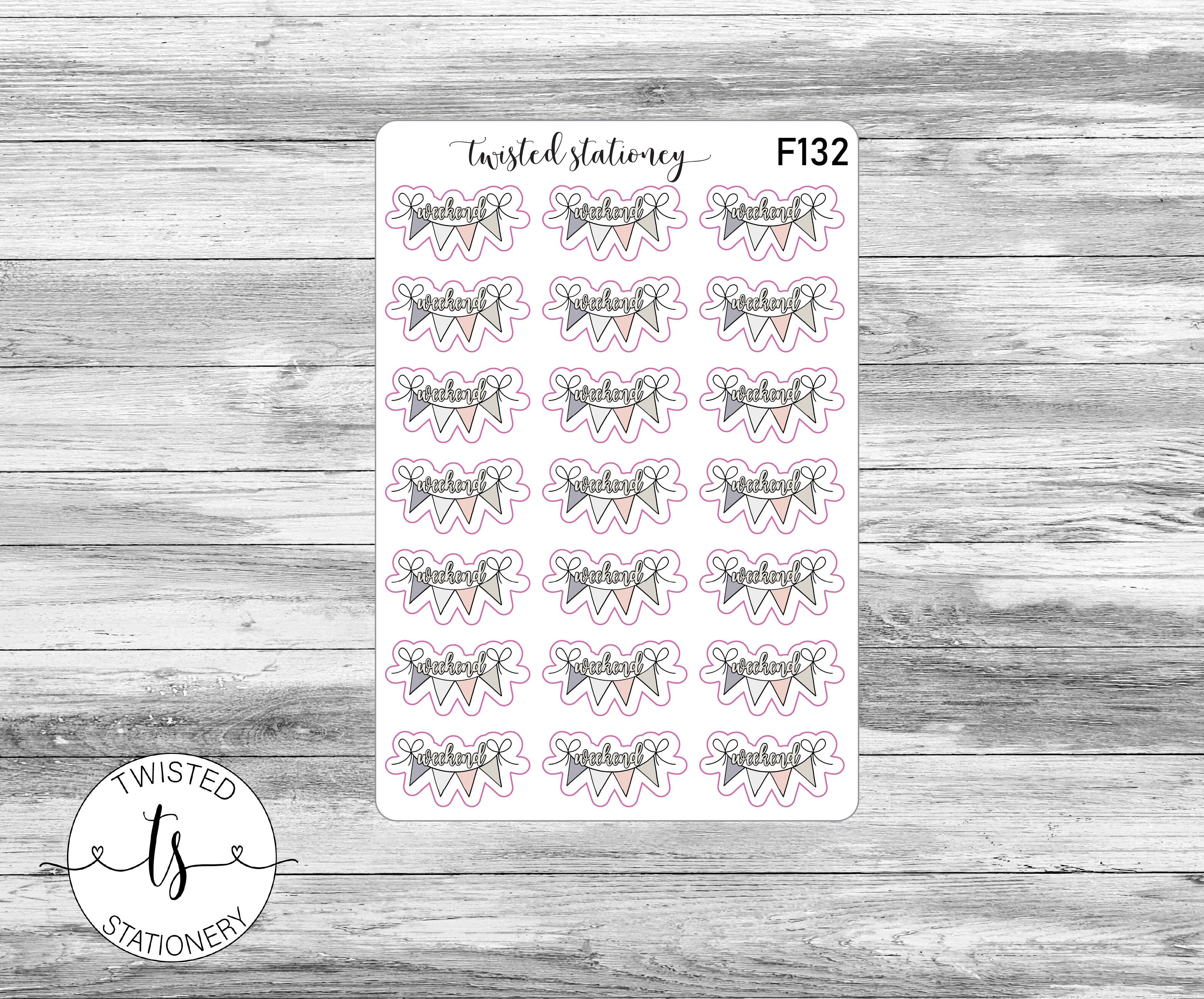 Weekend Banner Neutral Gray Icons Functional Stickers, Planner Stickers, Scrapbooking, Bullet Journals