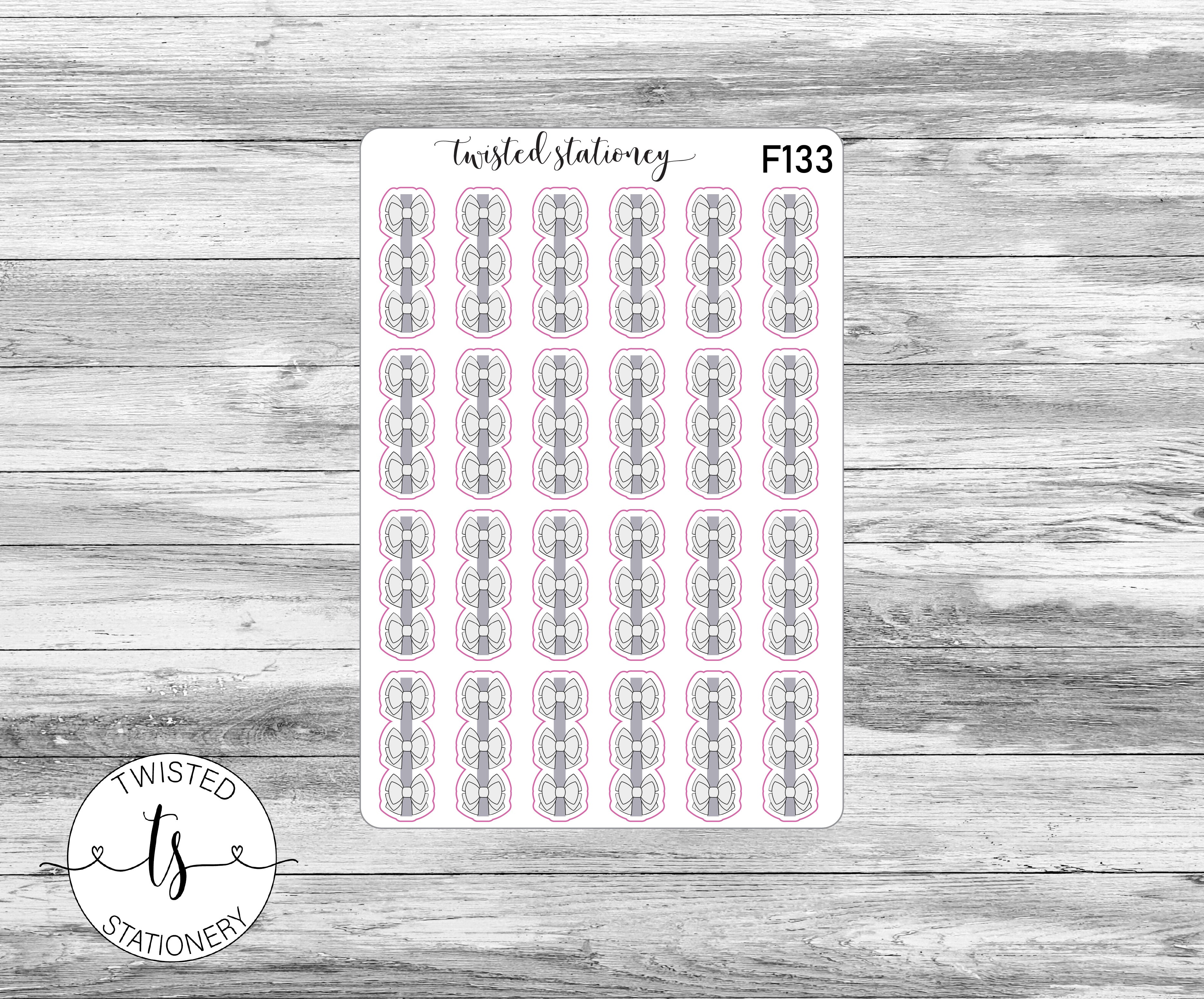 Bow Checklist Neutral Gray Icons Functional Stickers, Planner Stickers, Scrapbooking, Bullet Journals
