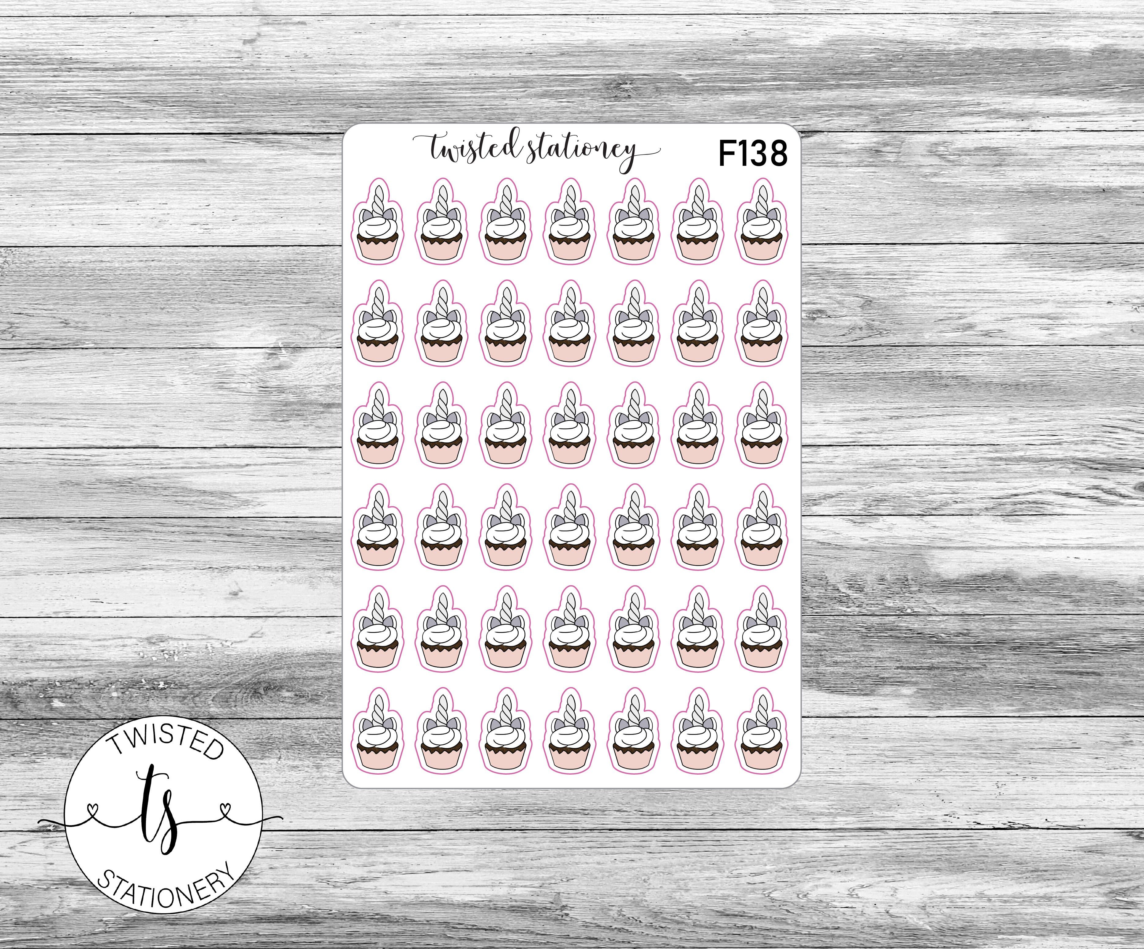 Birthday Cupcake Neutral Gray Icons Functional Stickers, Planner Stickers, Scrapbooking, Bullet Journals