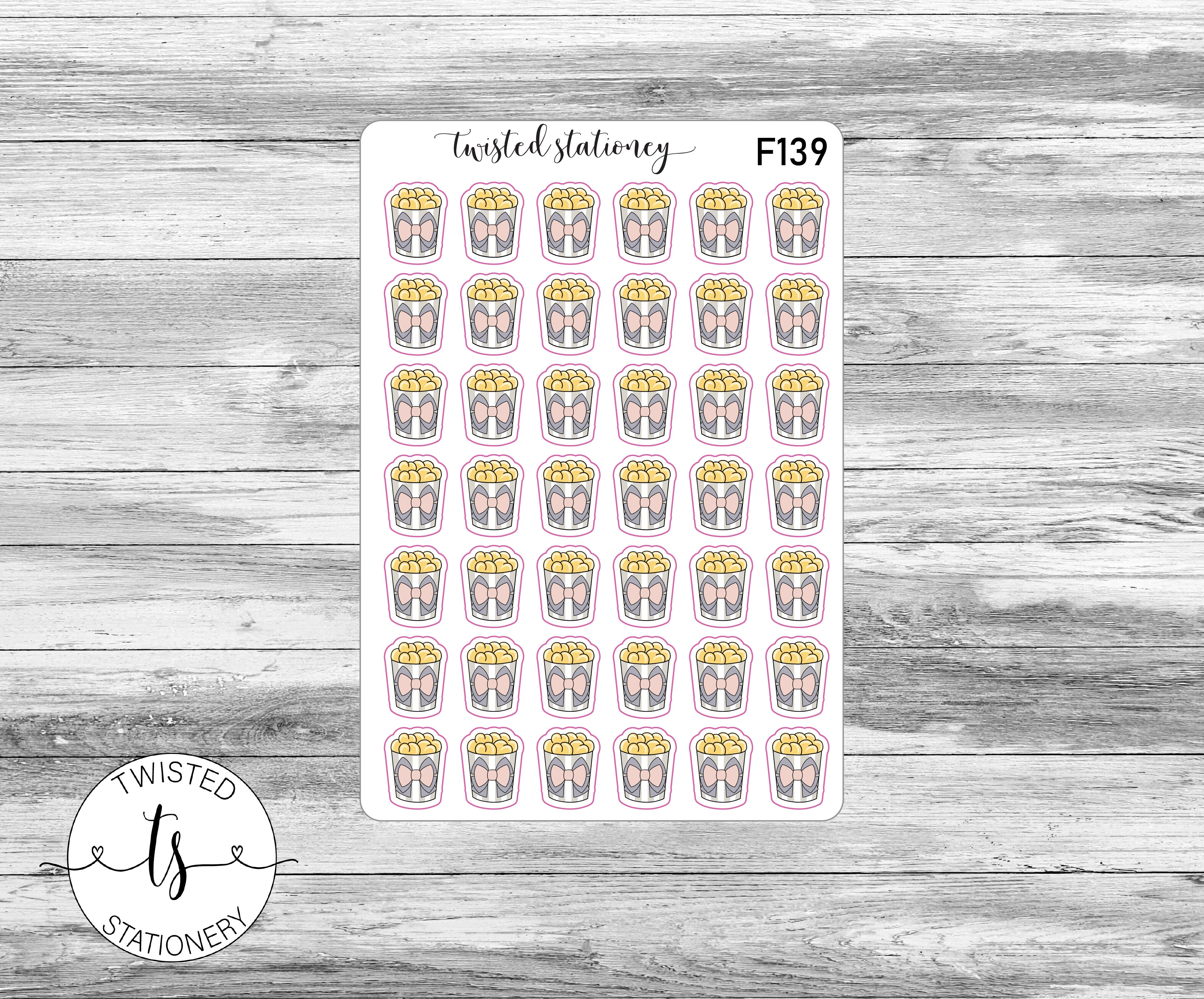 Popcorn Neutral Gray Icons Functional Stickers, Planner Stickers, Scrapbooking, Bullet Journals