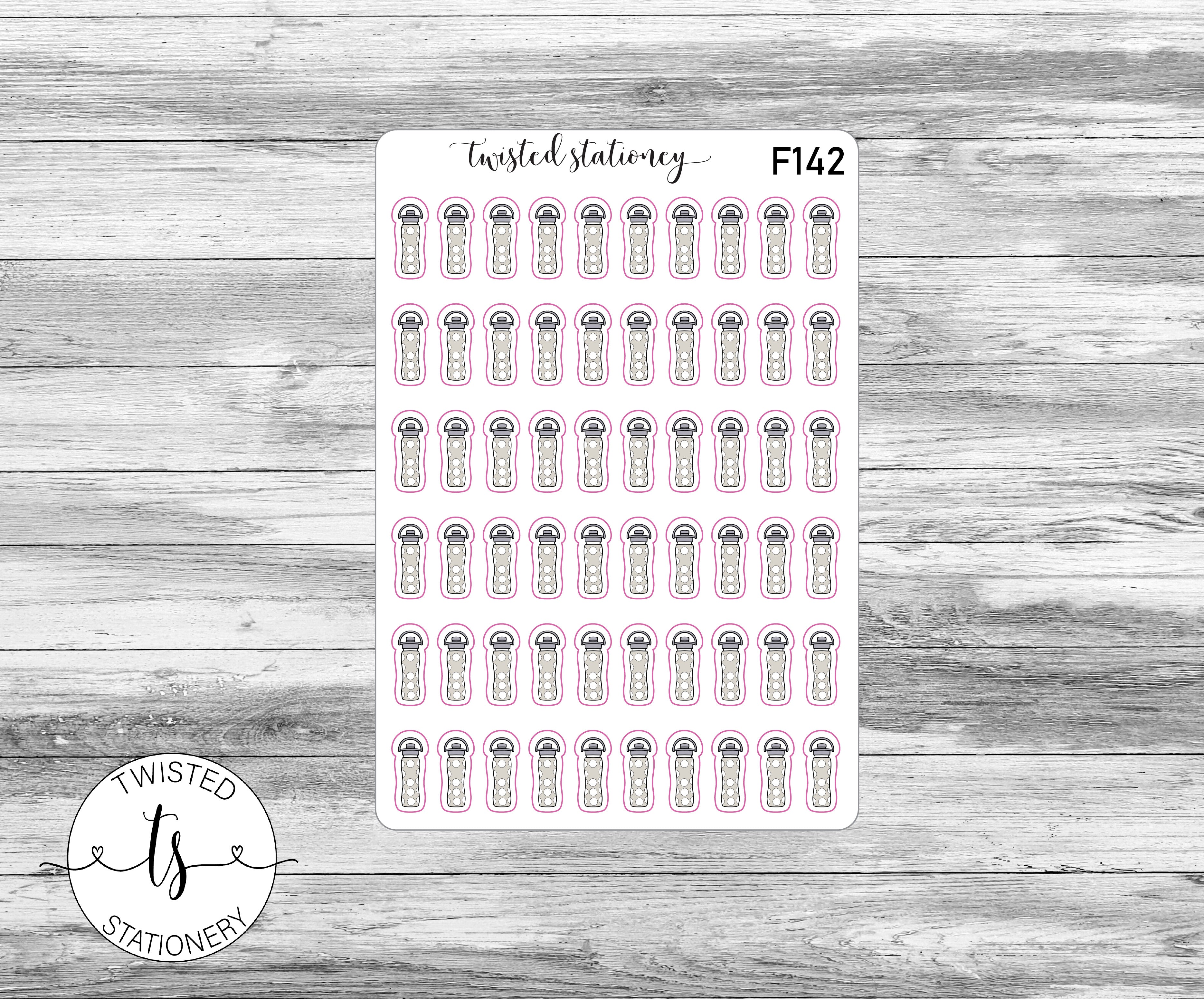 Water Bottle Neutral Gray Icons Functional Stickers, Planner Stickers, Scrapbooking, Bullet Journals