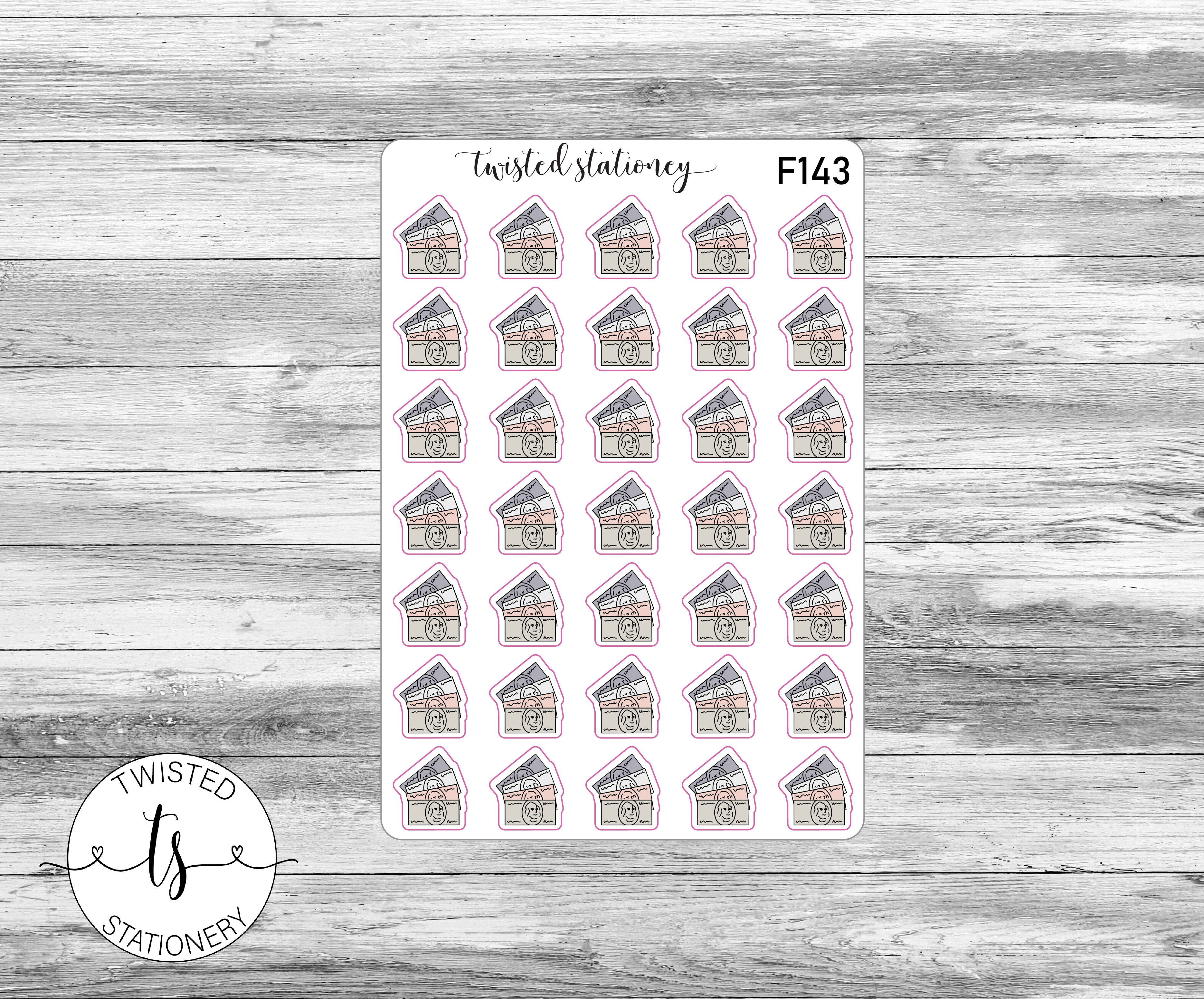 Money Neutral Gray Icons Functional Stickers, Planner Stickers, Scrapbooking, Bullet Journals
