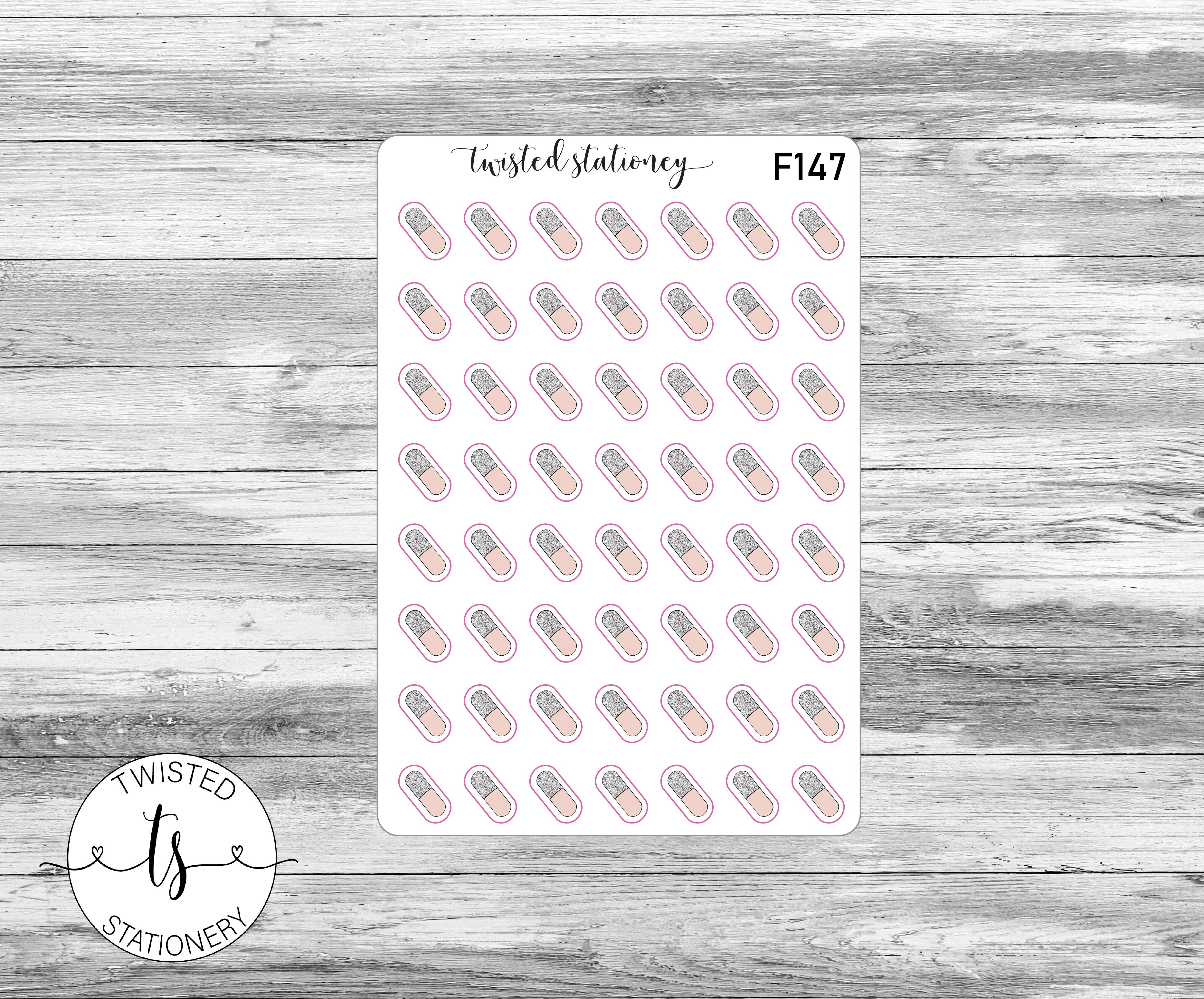 Pill Vitamin Gray Icons Functional Stickers, Planner Stickers, Scrapbooking, Bullet Journals
