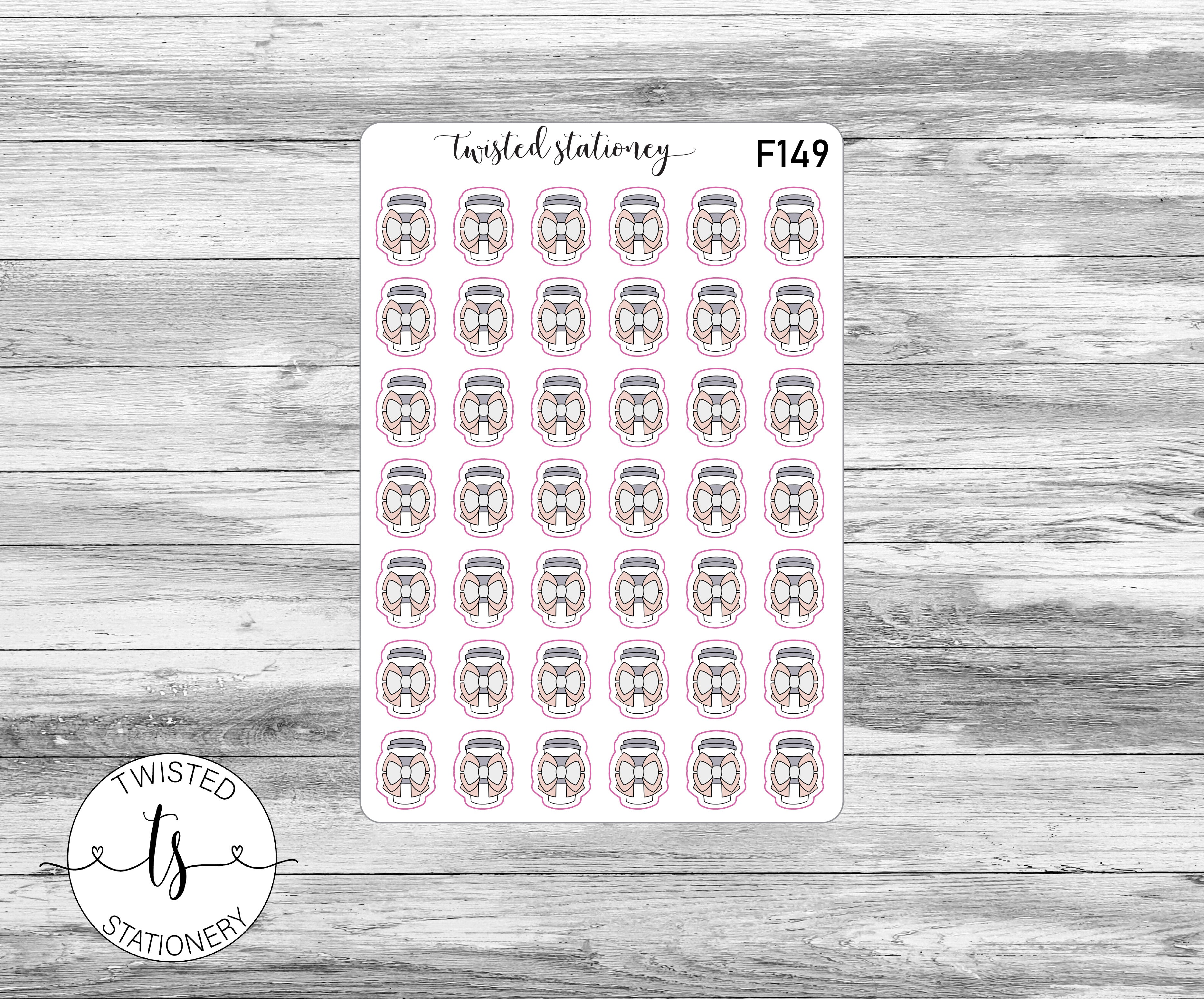Bow Coffee Icons Functional Stickers, Planner Stickers, Scrapbooking, Bullet Journals