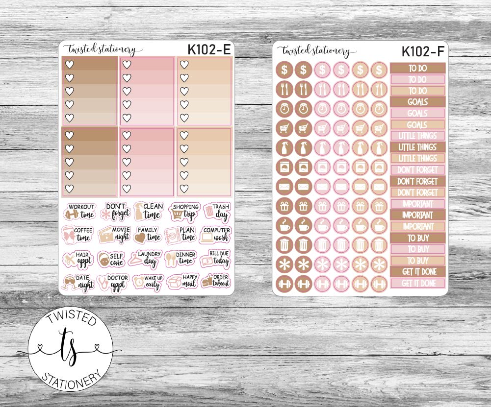 Blush Photo Weekly Kit Stickers, Planner Stickers, Scrapbooking, Bullet Journals, No White Space Kit, Vertical Planner Stickers