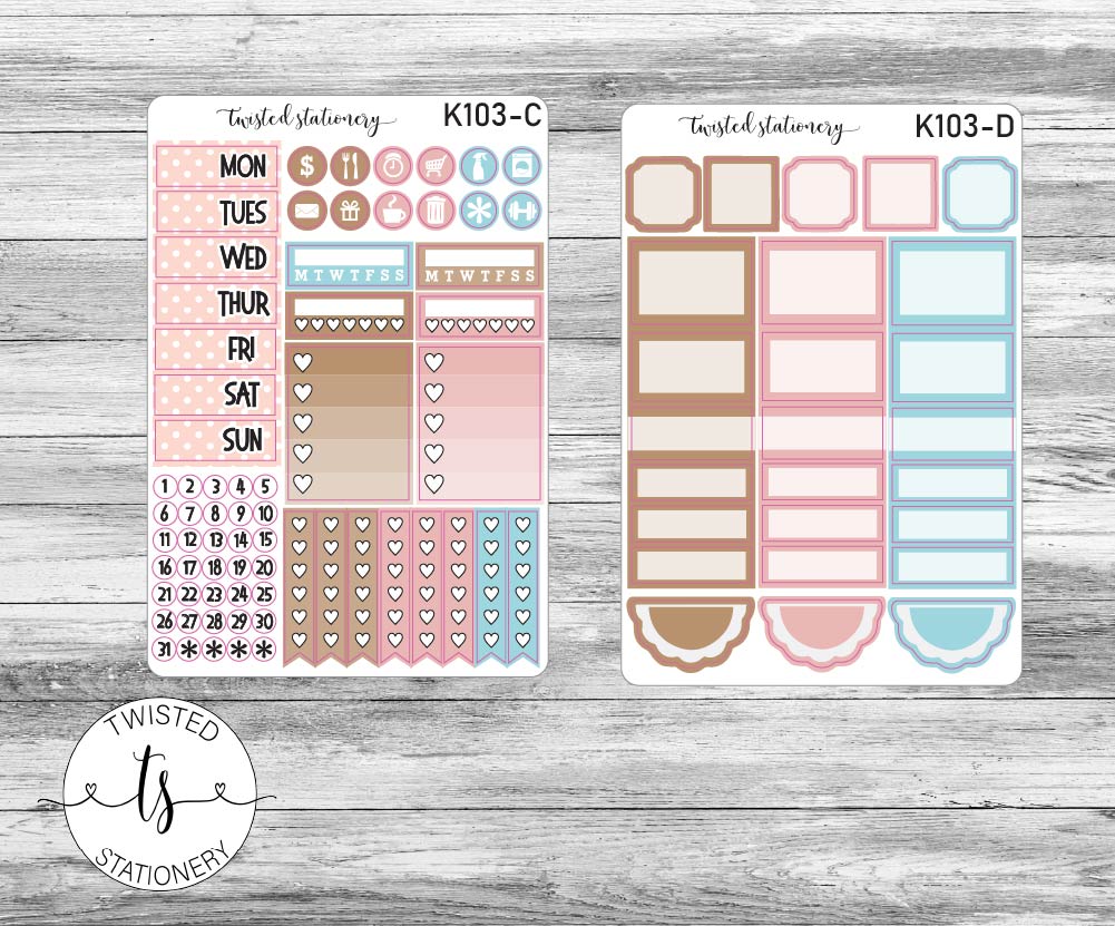 Gnomes and Coffee Weekly Kit Stickers, Planner Stickers, Scrapbooking, Bullet Journals, No White Space Kit, Vertical Planner Stickers