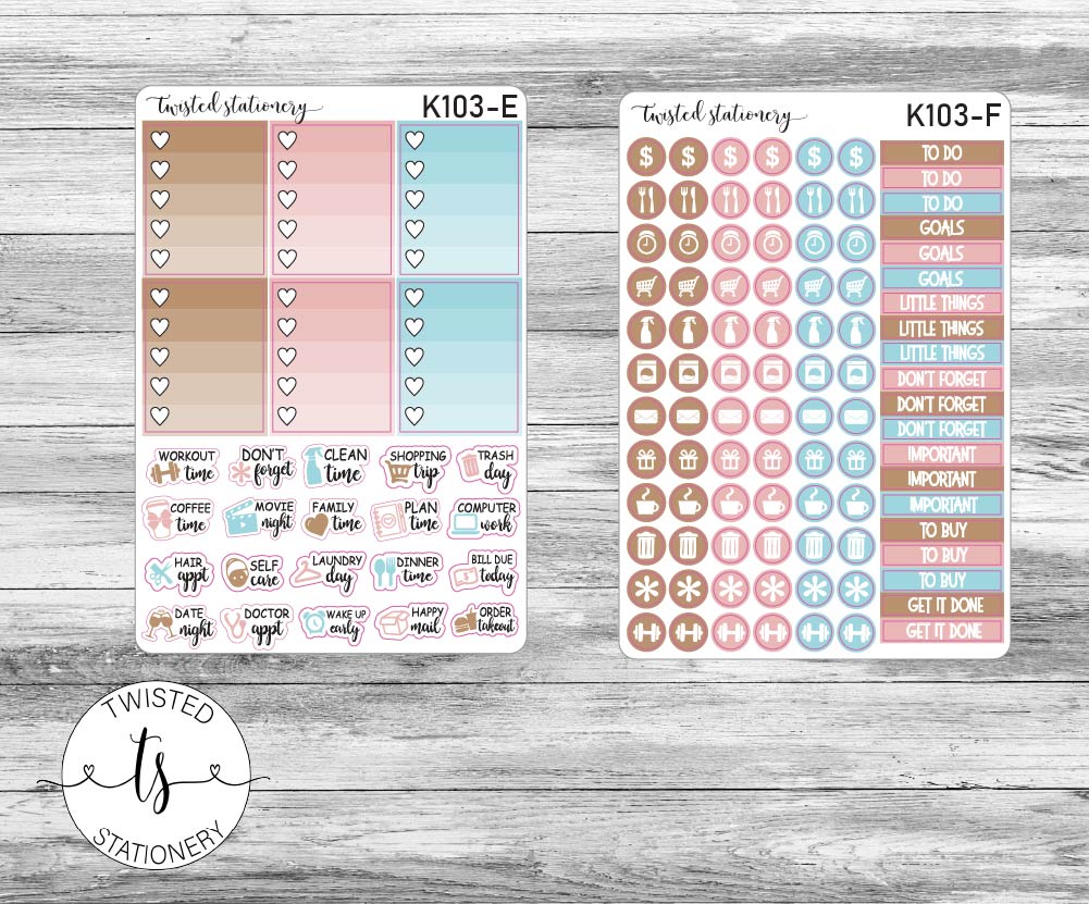 Gnomes and Coffee Weekly Kit Stickers, Planner Stickers, Scrapbooking, Bullet Journals, No White Space Kit, Vertical Planner Stickers