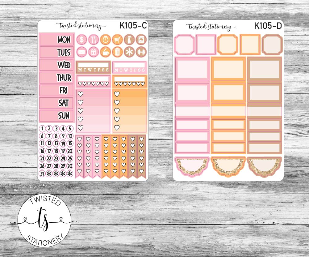 Pink Fall Photo Weekly Kit Stickers, Planner Stickers, Scrapbooking, Bullet Journals, No White Space Kit, Vertical Planner Stickers