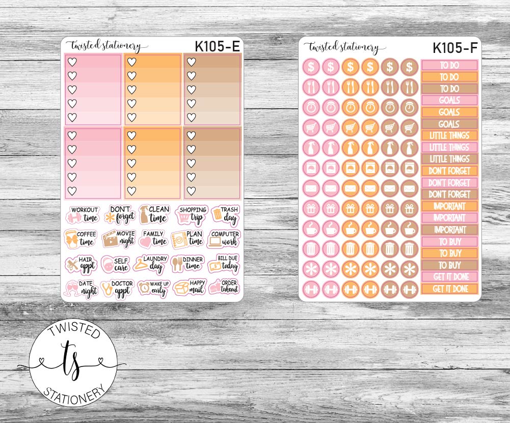 Pink Fall Photo Weekly Kit Stickers, Planner Stickers, Scrapbooking, Bullet Journals, No White Space Kit, Vertical Planner Stickers