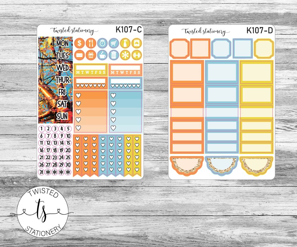 Hello Pumpkin Weekly Kit Stickers, Planner Stickers, Scrapbooking, Bullet Journals, No White Space Kit, Vertical Planner Stickers