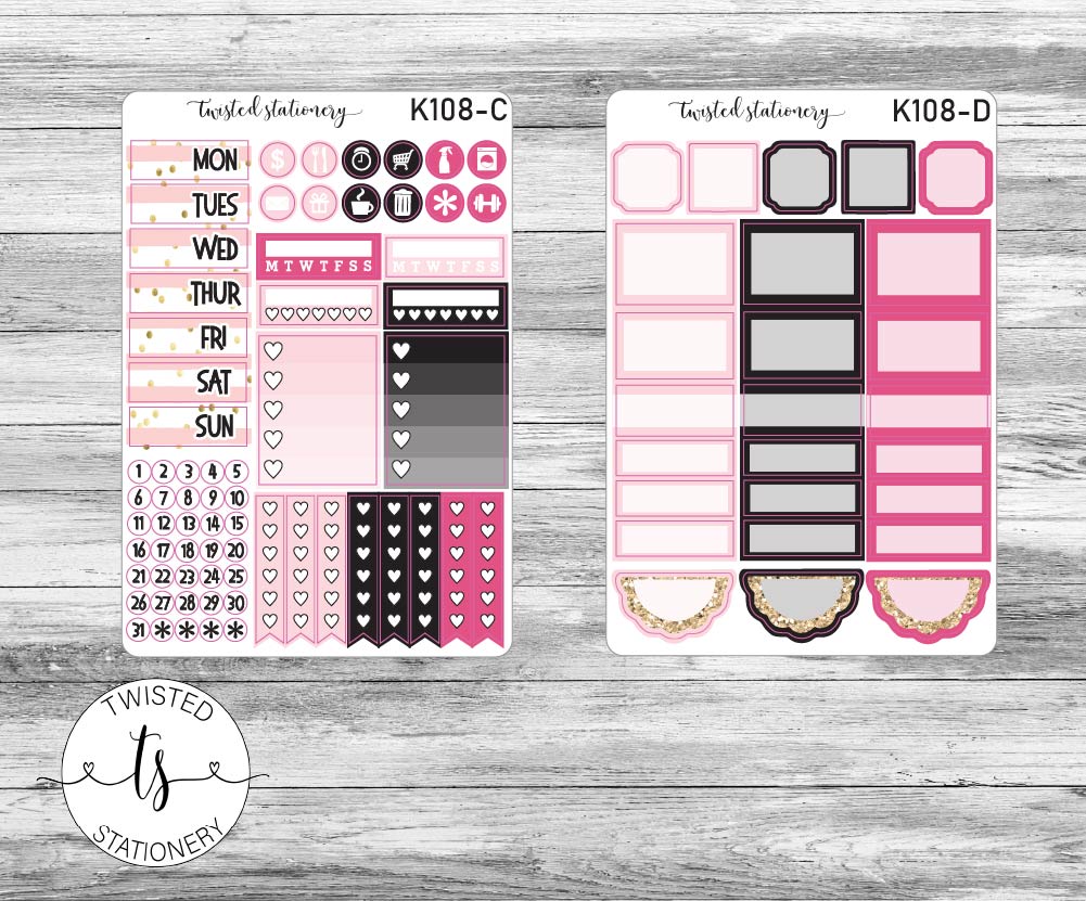 Pretty Little Things Weekly Kit Stickers, Planner Stickers, Scrapbooking, Bullet Journals, No White Space Kit, Vertical Planner Stickers