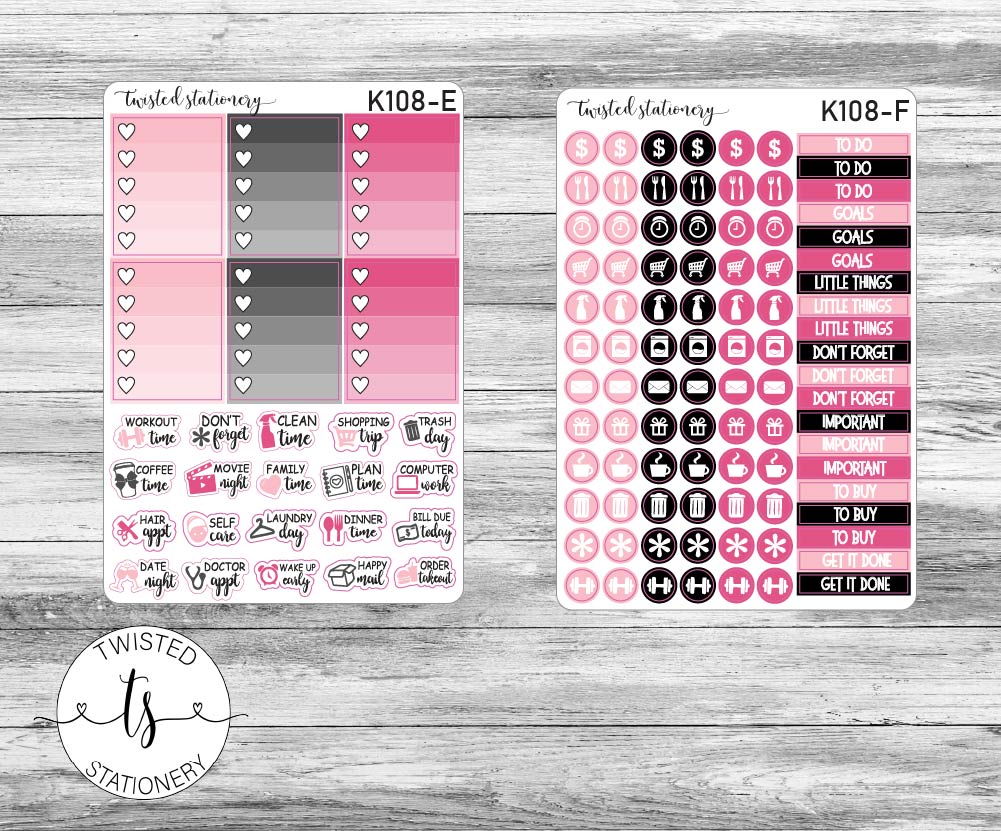 Pretty Little Things Weekly Kit Stickers, Planner Stickers, Scrapbooking, Bullet Journals, No White Space Kit, Vertical Planner Stickers