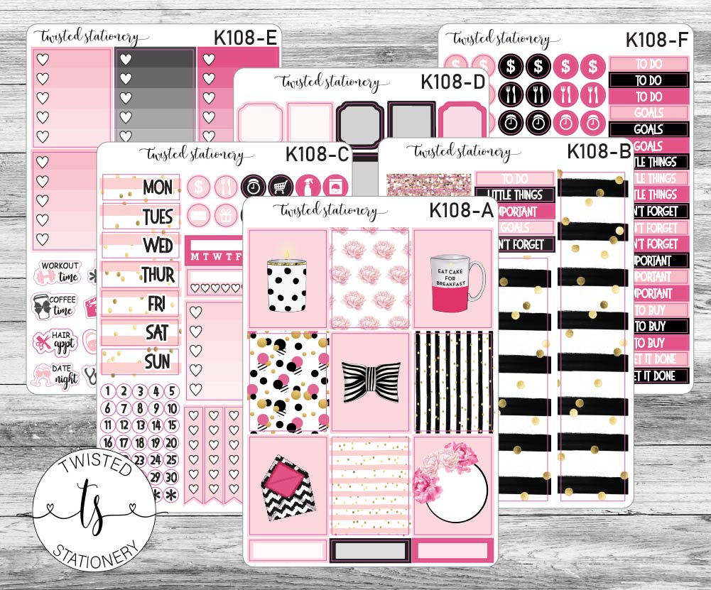 Pretty Little Things Weekly Kit Stickers, Planner Stickers, Scrapbooking, Bullet Journals, No White Space Kit, Vertical Planner Stickers
